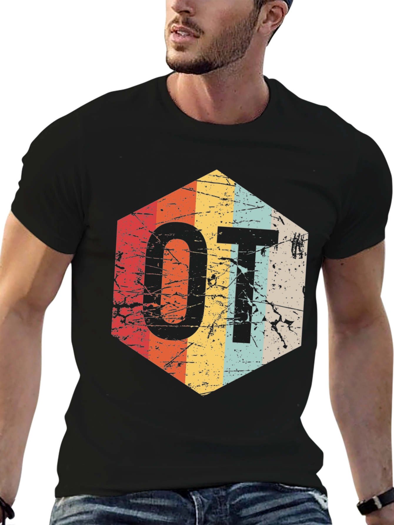Retro OT Hexagon T-Shirt - Occupational Therapy Gift