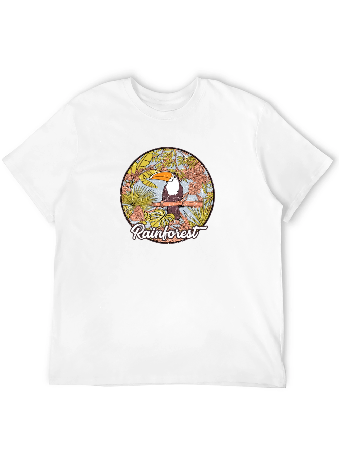 Rainforest Toucan Graphic Tee - Black Cotton T-Shirt