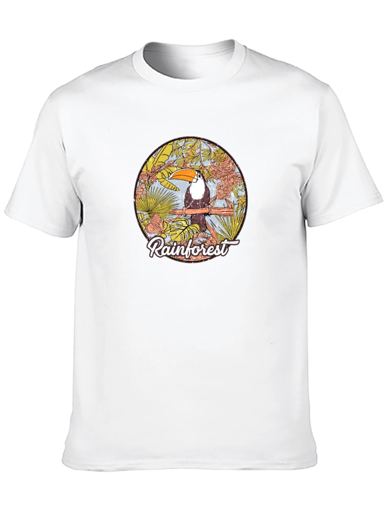 Rainforest Toucan Graphic Tee - Black Cotton T-Shirt