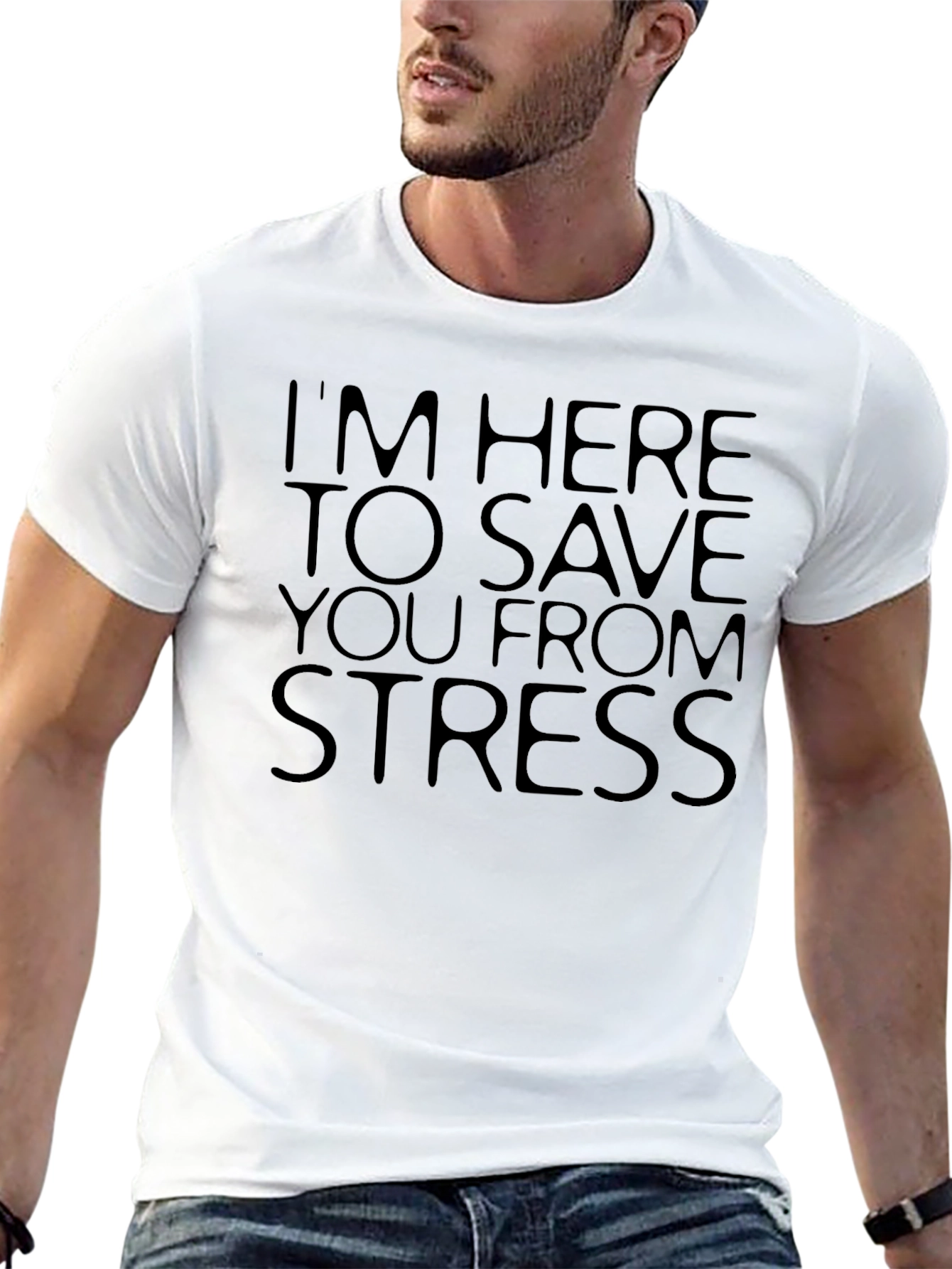 Im Here to Save You From Stress Black T-Shirt