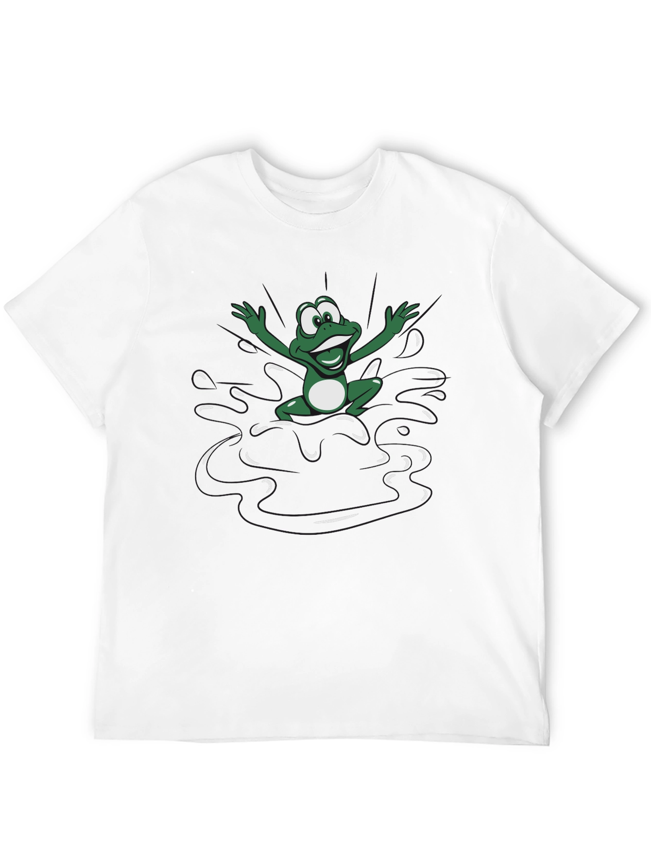 Frog Splash Graphic Tee - Black Cotton T-Shirt