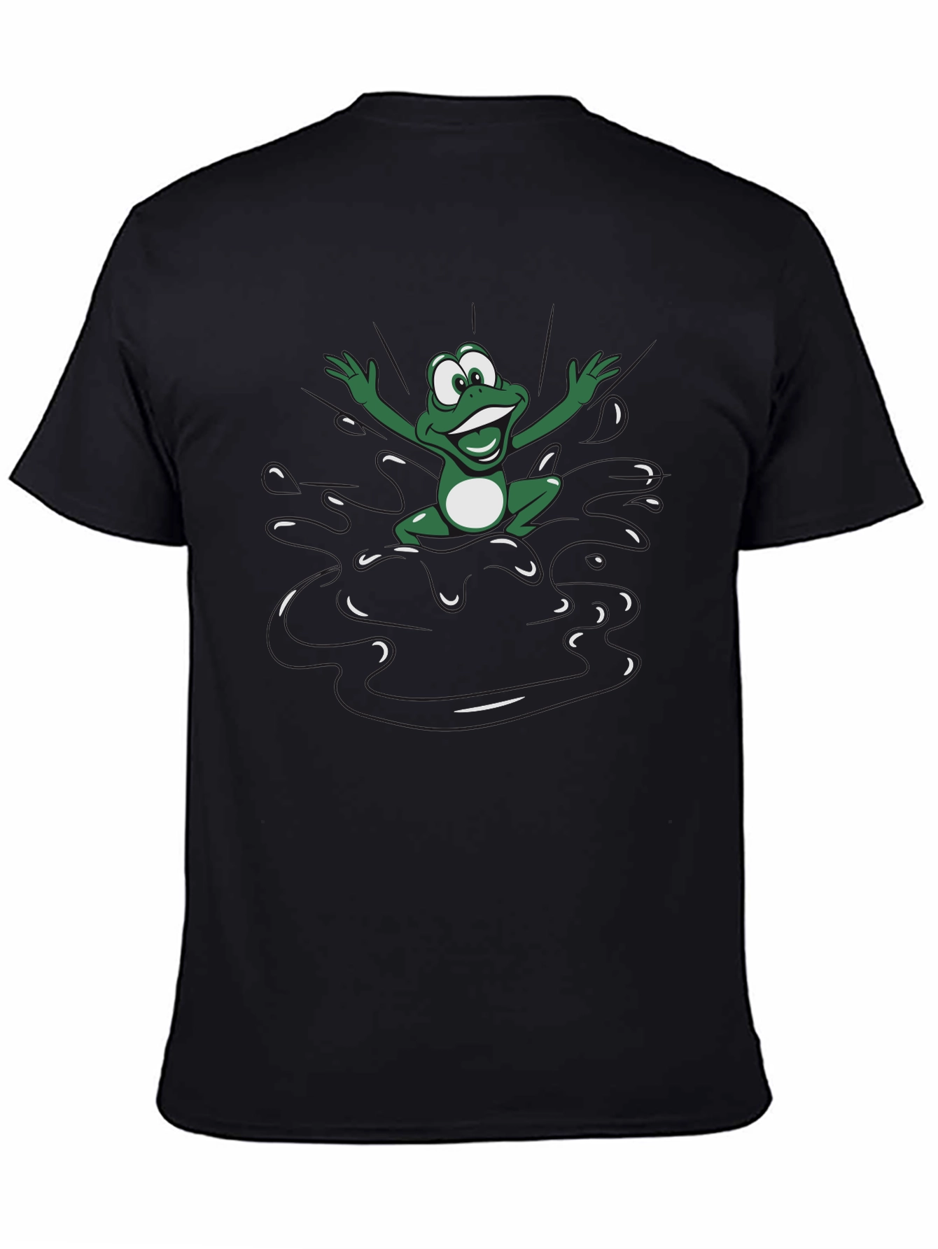 Frog Splash Graphic Tee - Black Cotton T-Shirt