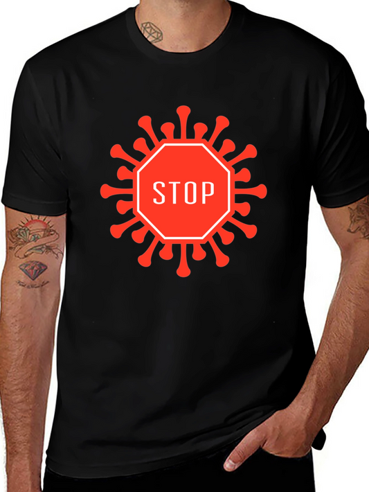 Stop Virus Graphic T-Shirt - Black