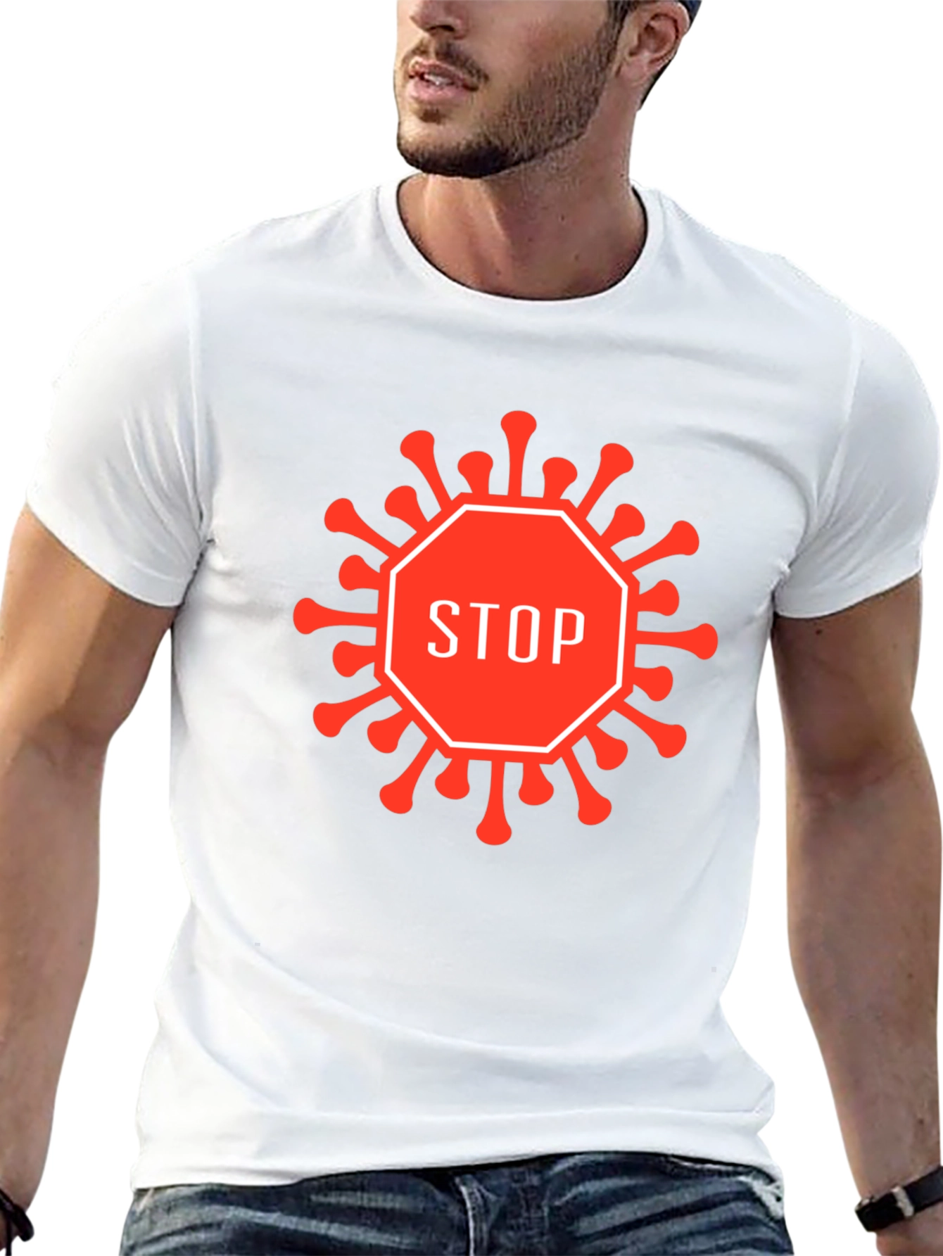 Stop Virus Graphic T-Shirt - Black