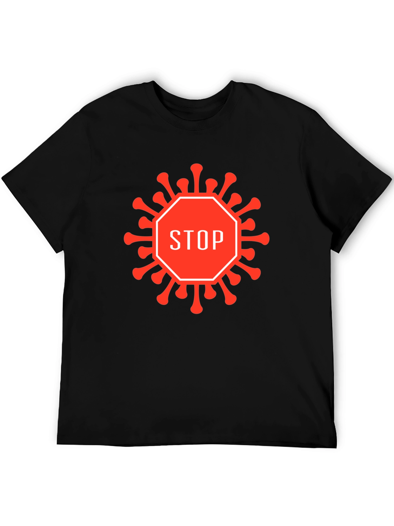 Stop Virus Graphic T-Shirt - Black