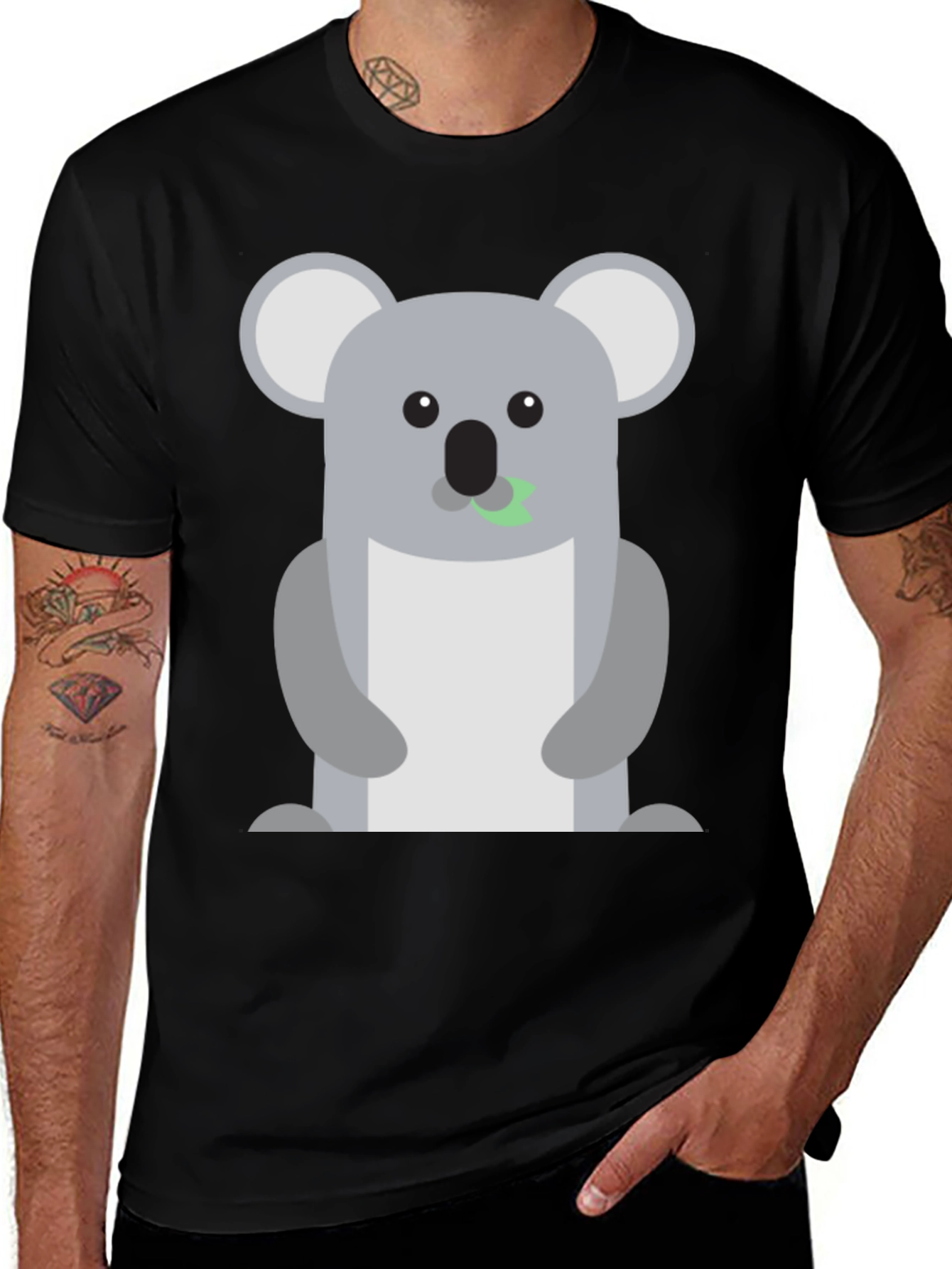 Koala Graphic Black T-Shirt - Soft Cotton Blend