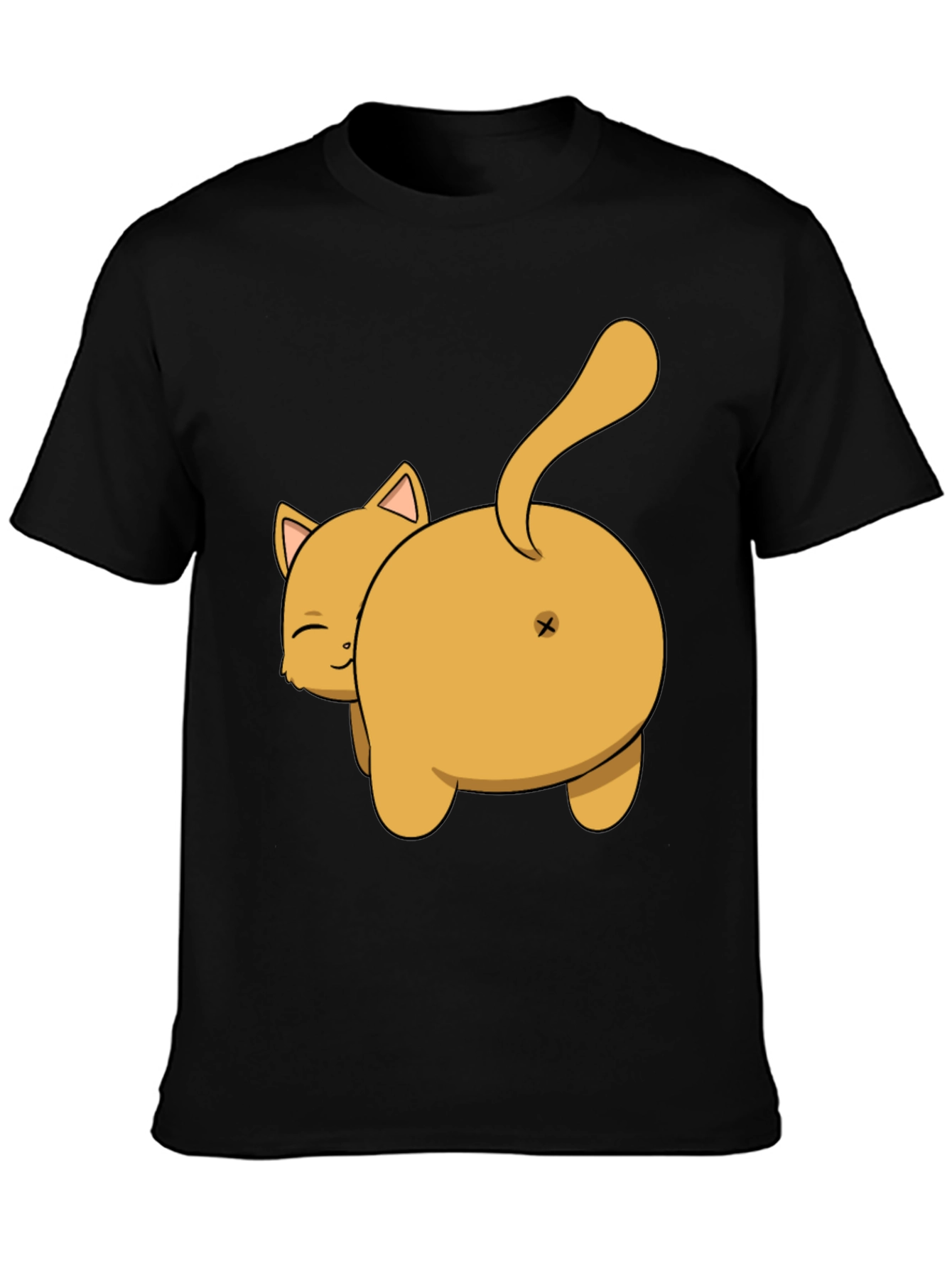 Funny Cat Butt T-Shirt - Black Cotton Tee