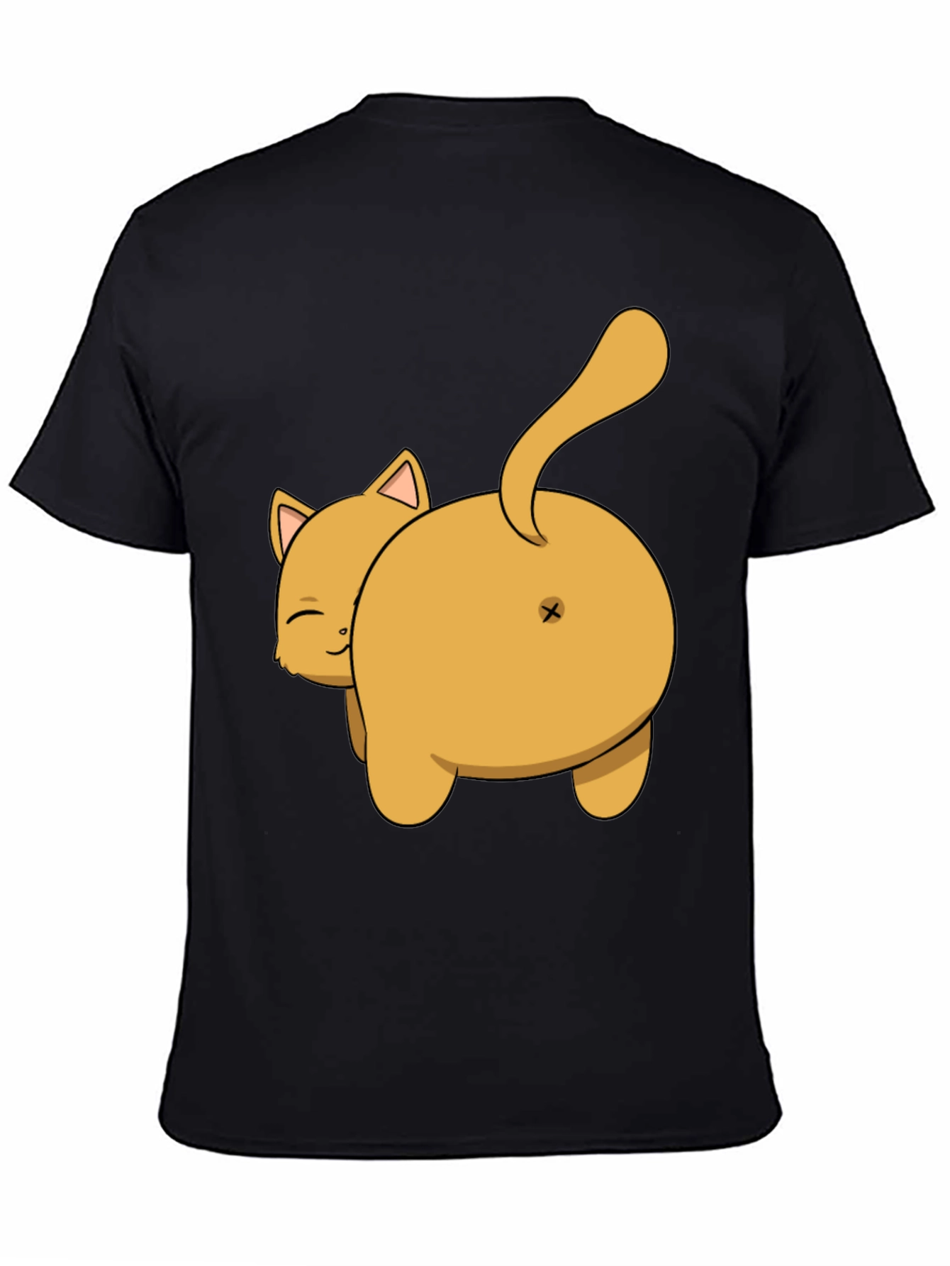 Funny Cat Butt T-Shirt - Black Cotton Tee