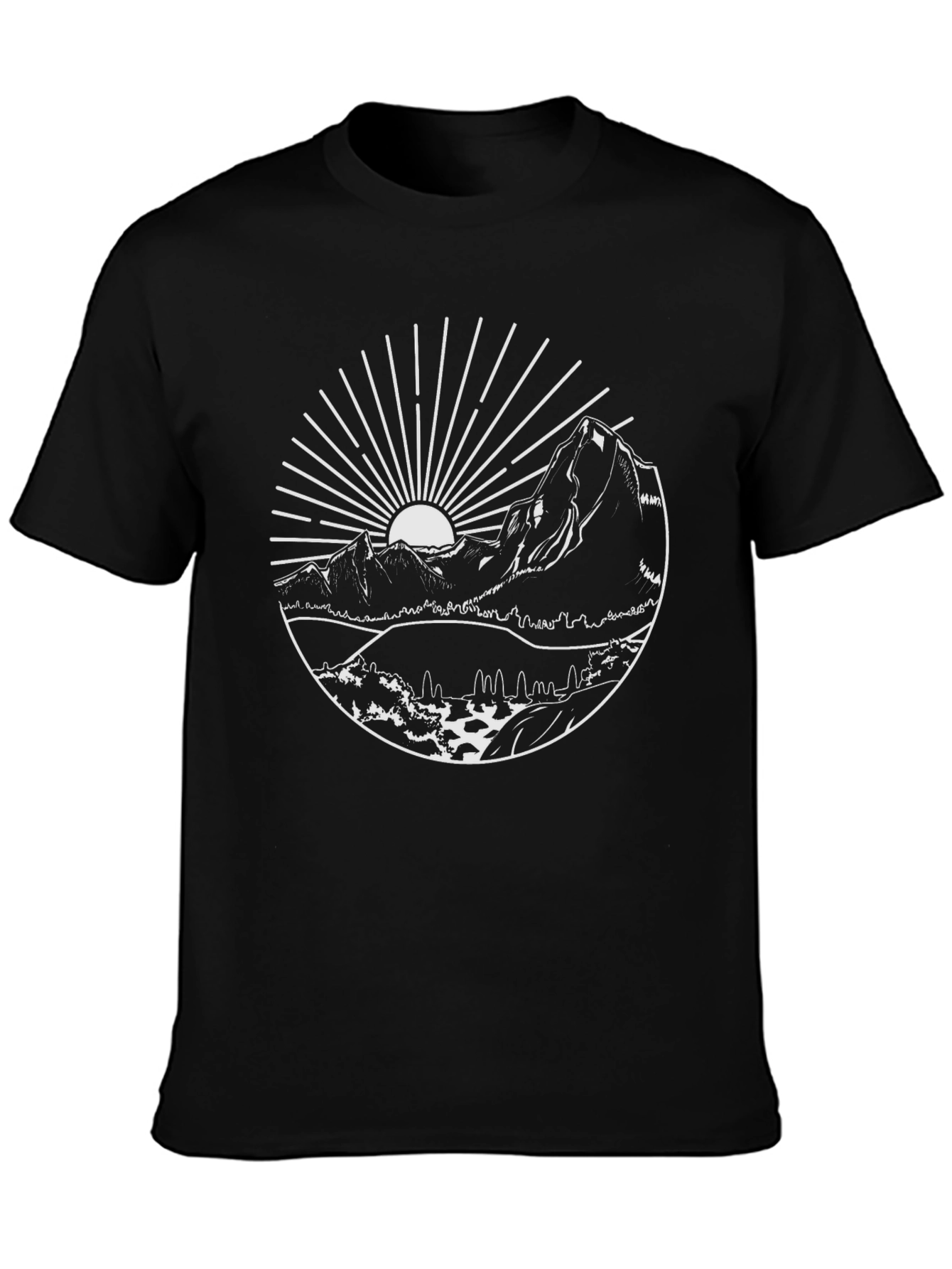 Mountain Graphic Tee - Black Nature Inspired Design