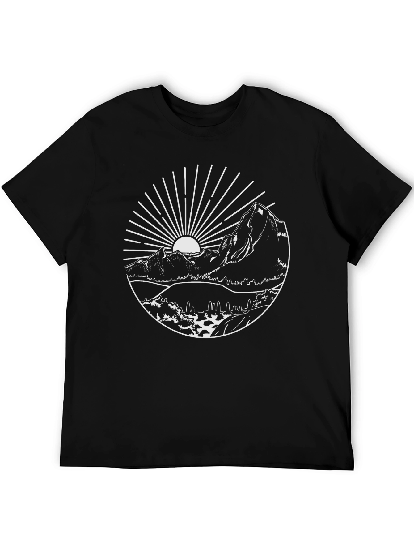 Mountain Graphic Tee - Black Nature Inspired Design