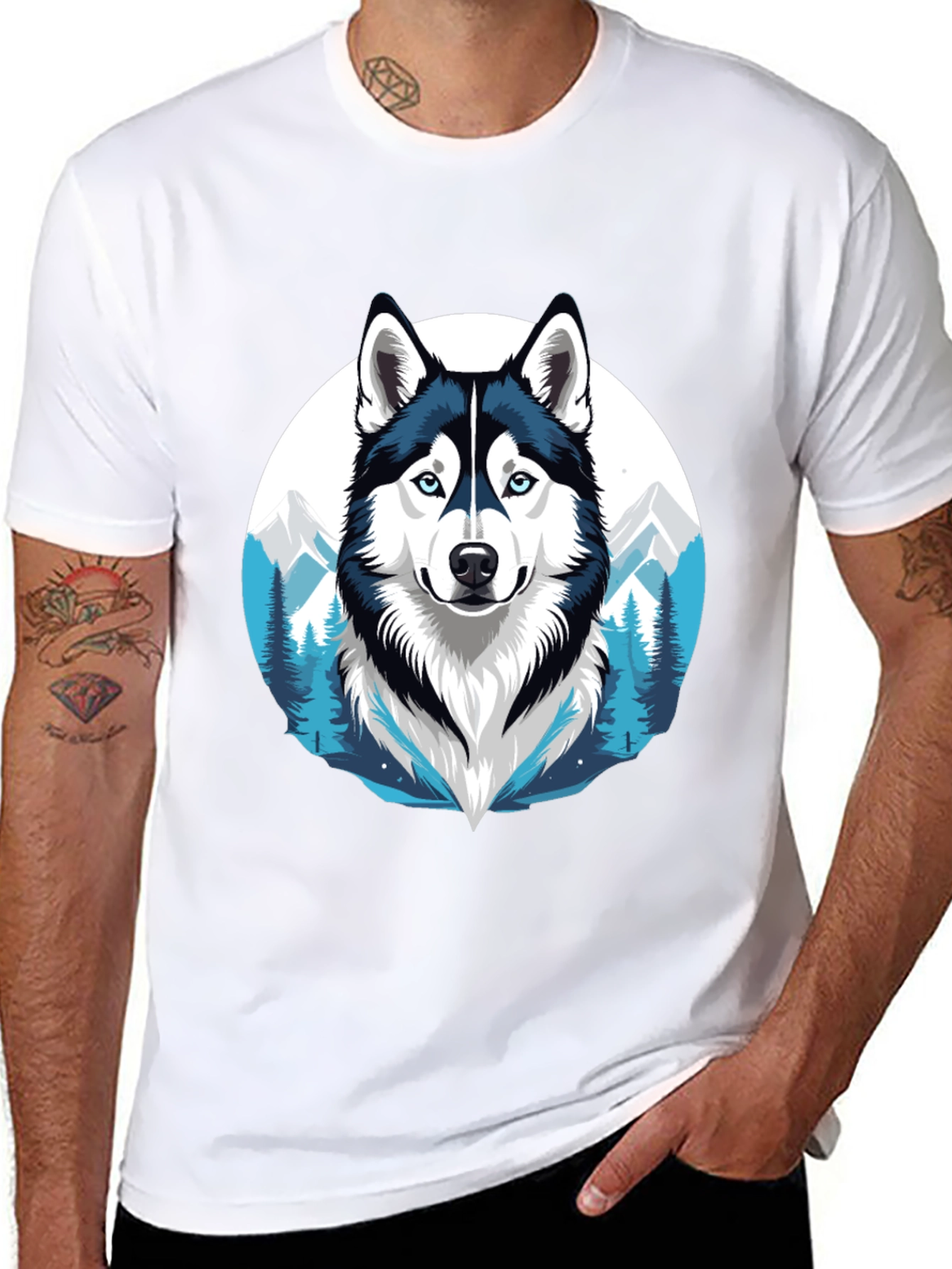 Husky Graphic Tee - Mountain Dog Design