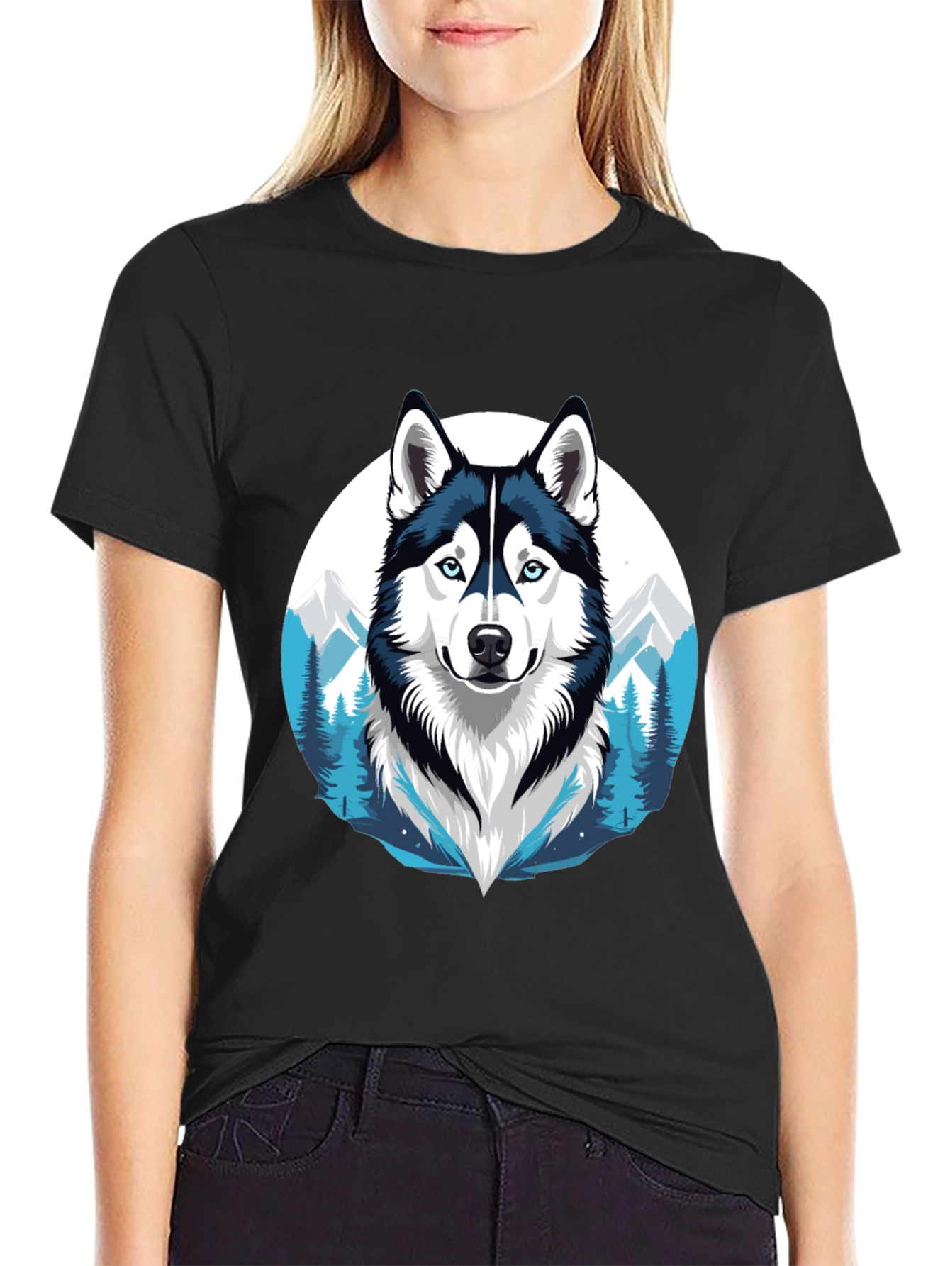 Husky Graphic Tee - Mountain Dog Design