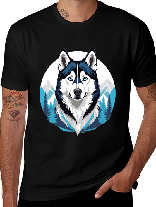 Husky Graphic Tee - Mountain Dog Design