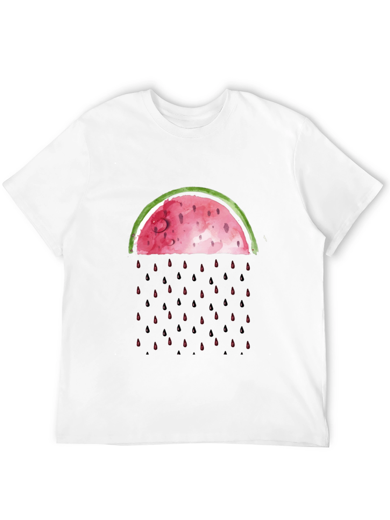 Watermelon Rain Graphic Tee - Black Cotton Shirt