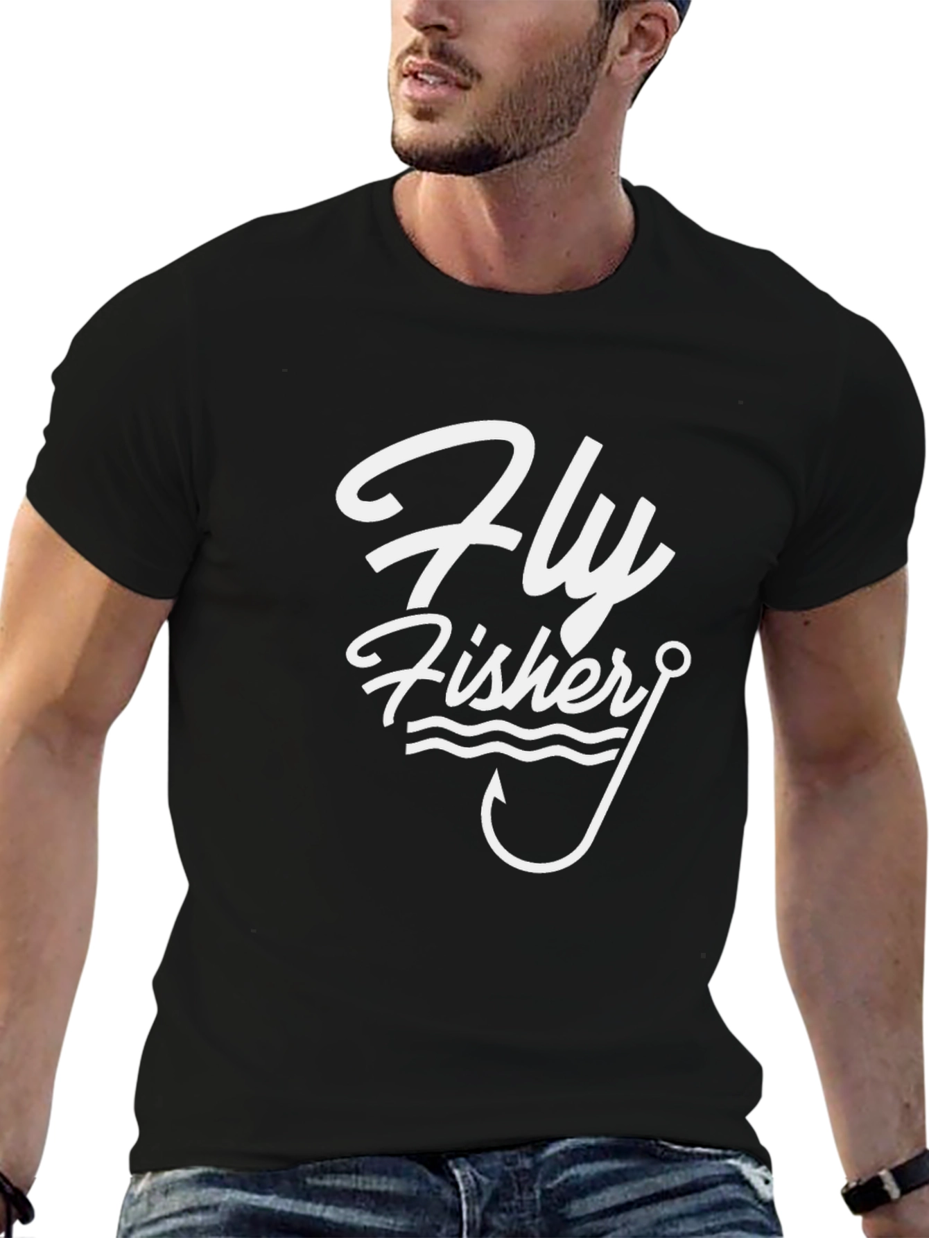 Fly Fisher Graphic T-Shirt -  Mens Black Tee
