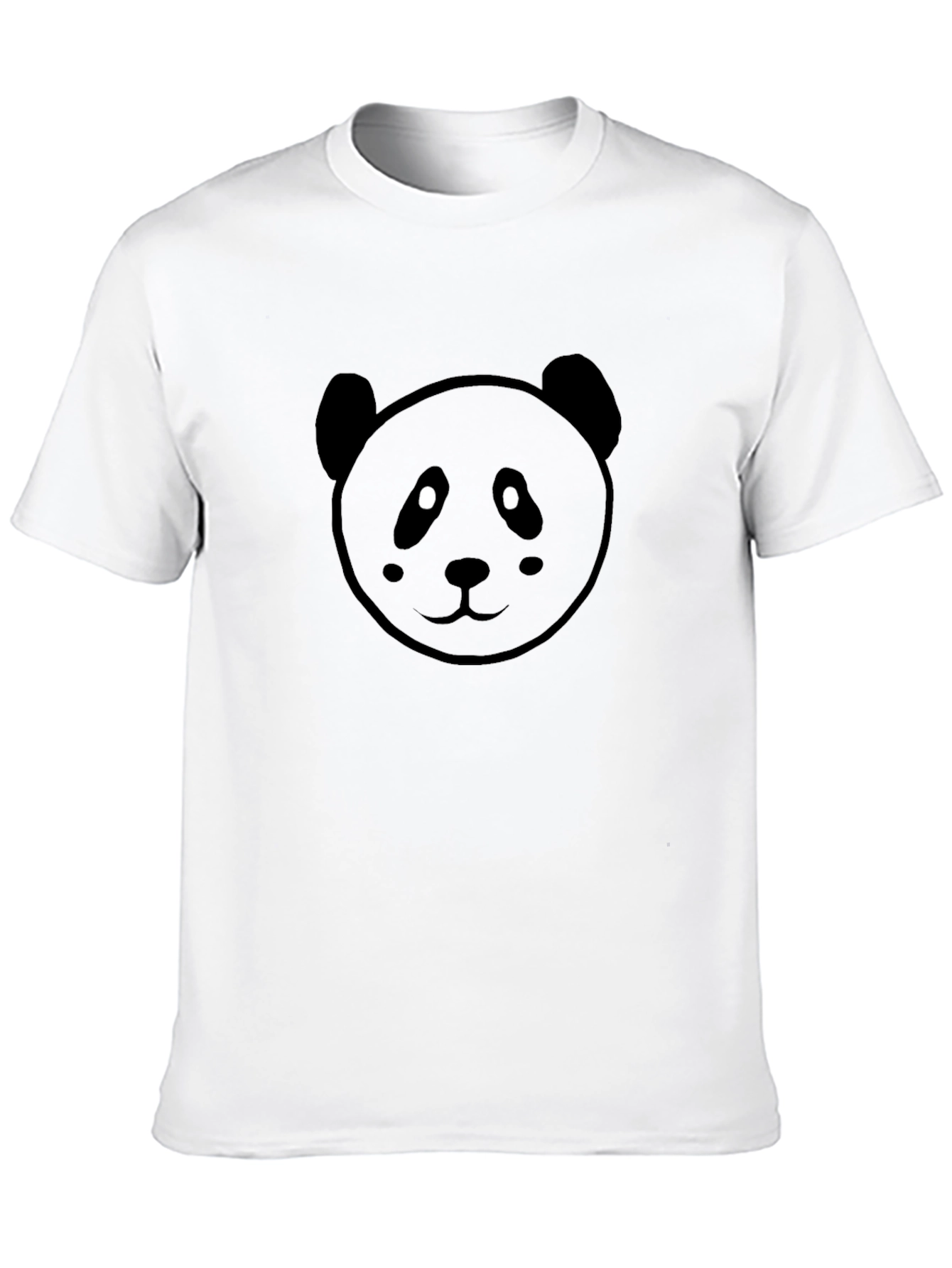 Cute Panda Face Graphic Black T-Shirt