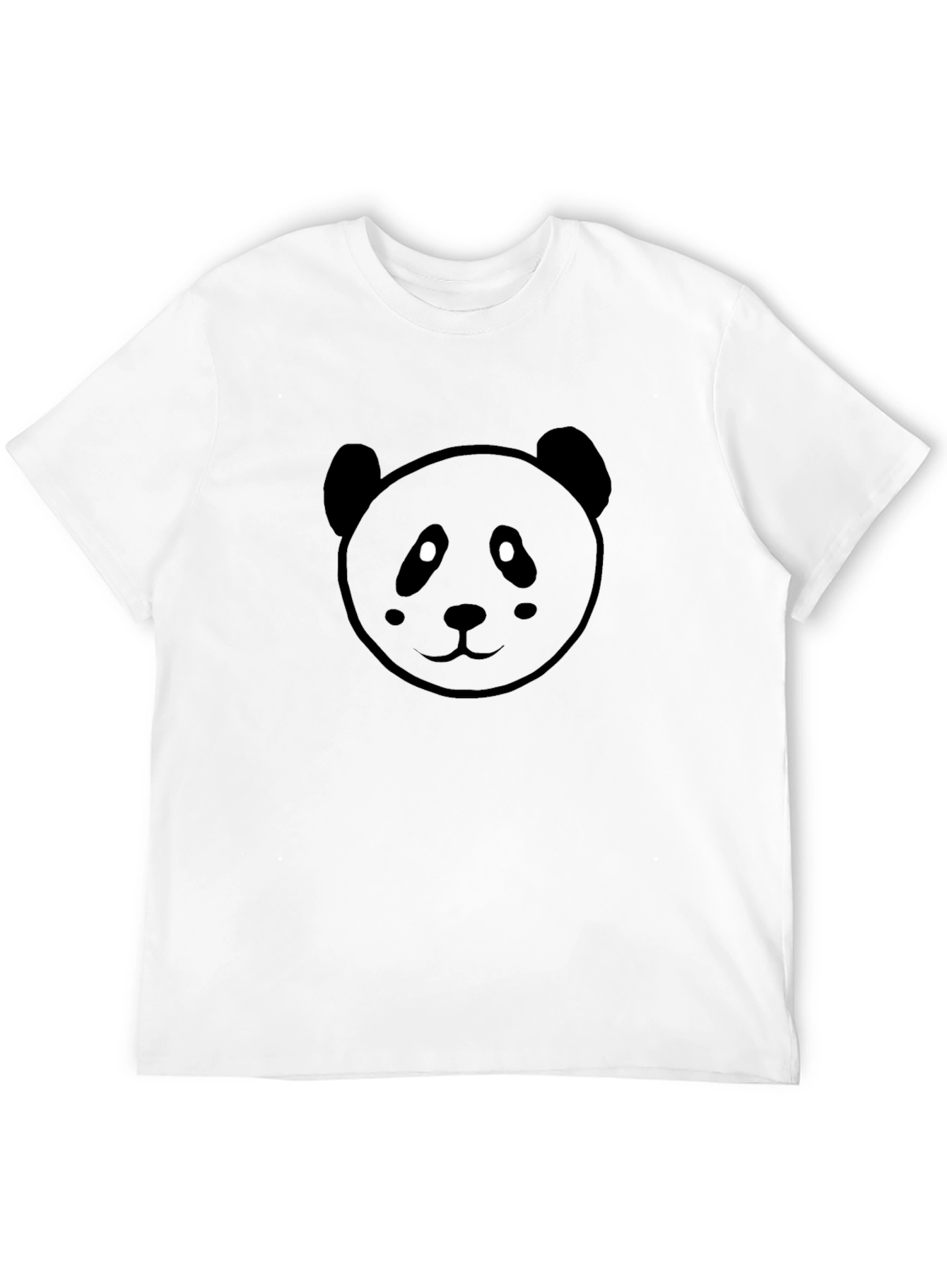 Cute Panda Face Graphic Black T-Shirt