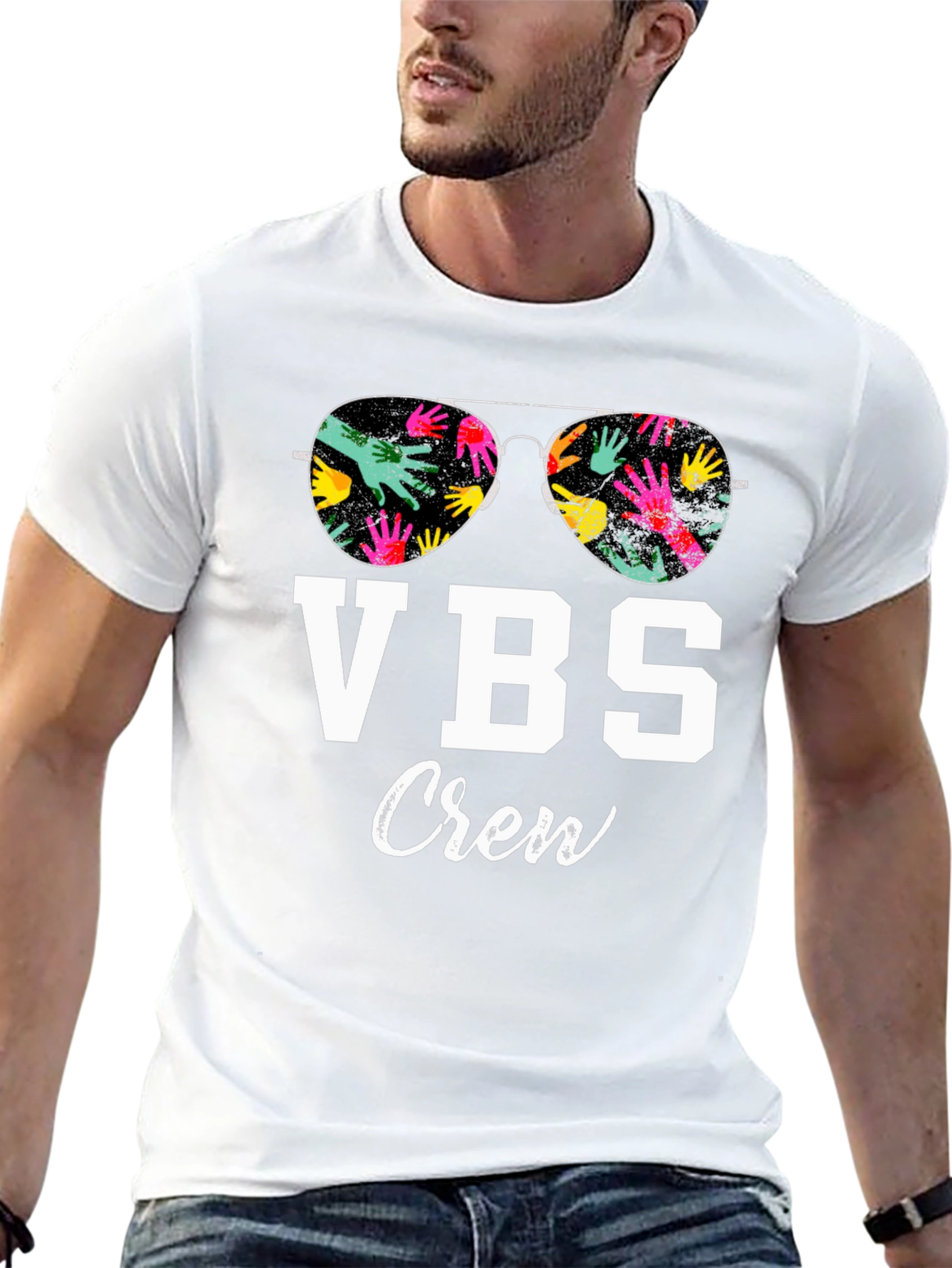 VBS Crew T-Shirt with Handprint Sunglasses