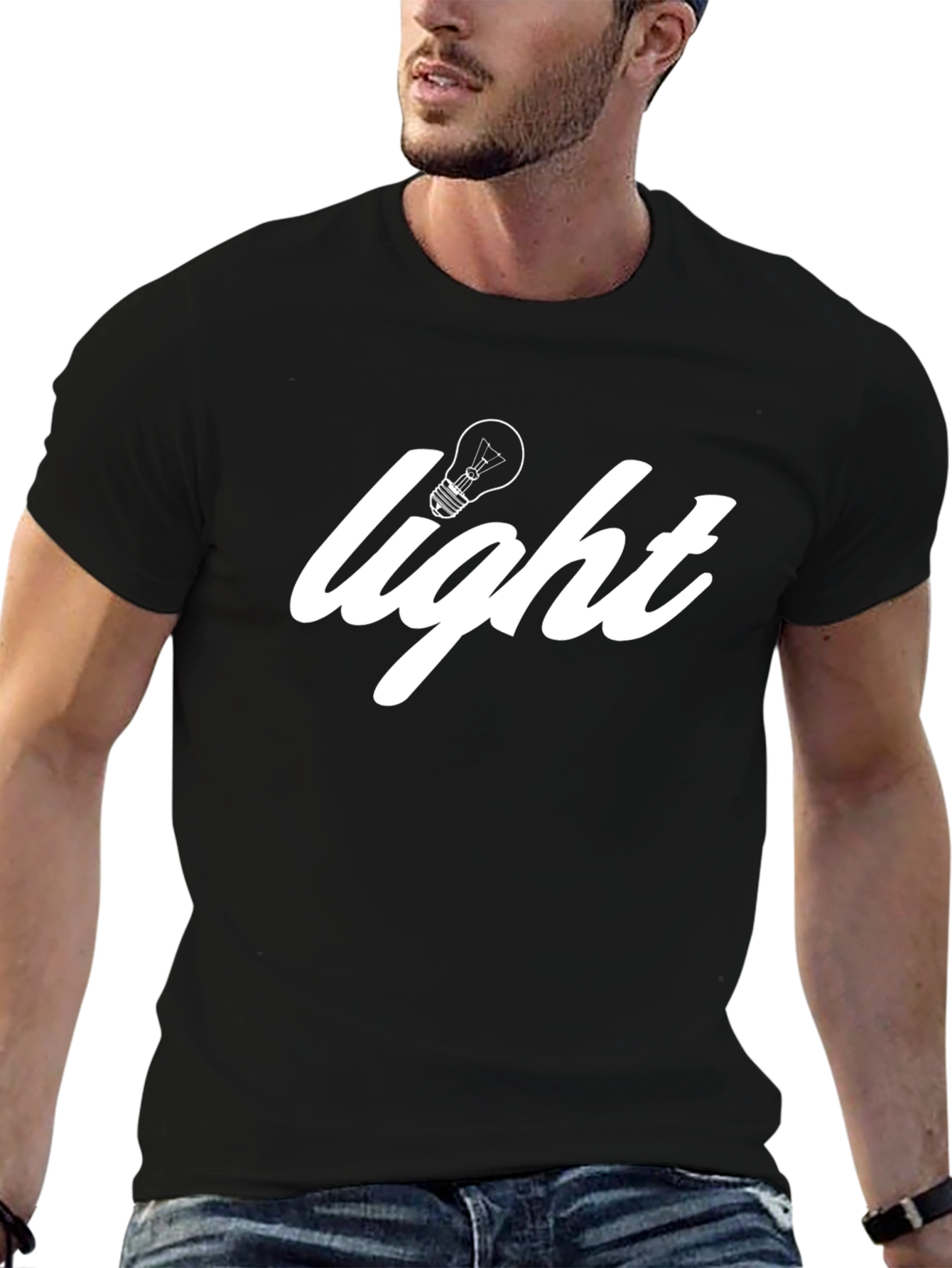 Light Bulb Graphic Black Tee - Stylish & Comfy