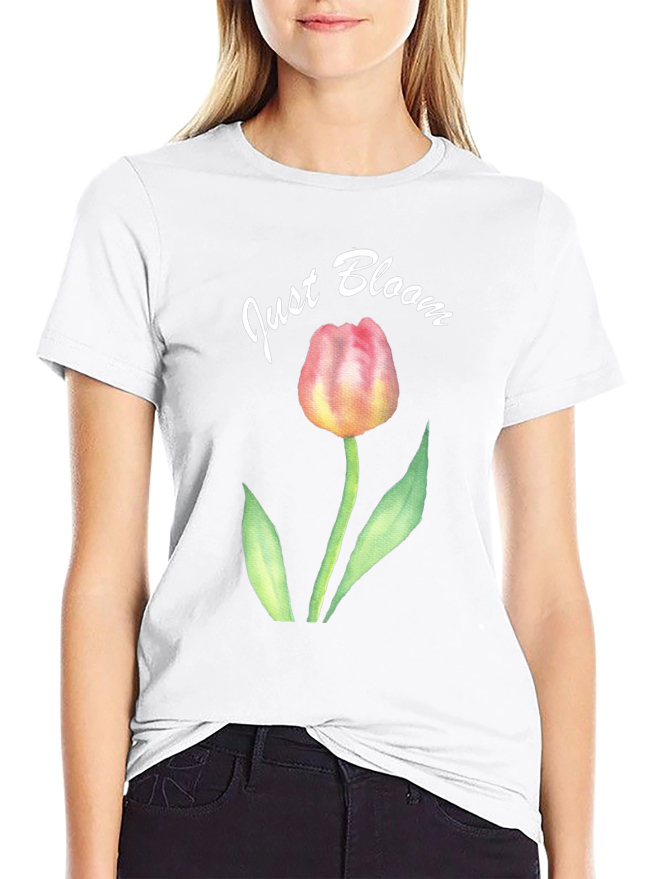 Just Bloom Black Tulip Graphic Tee