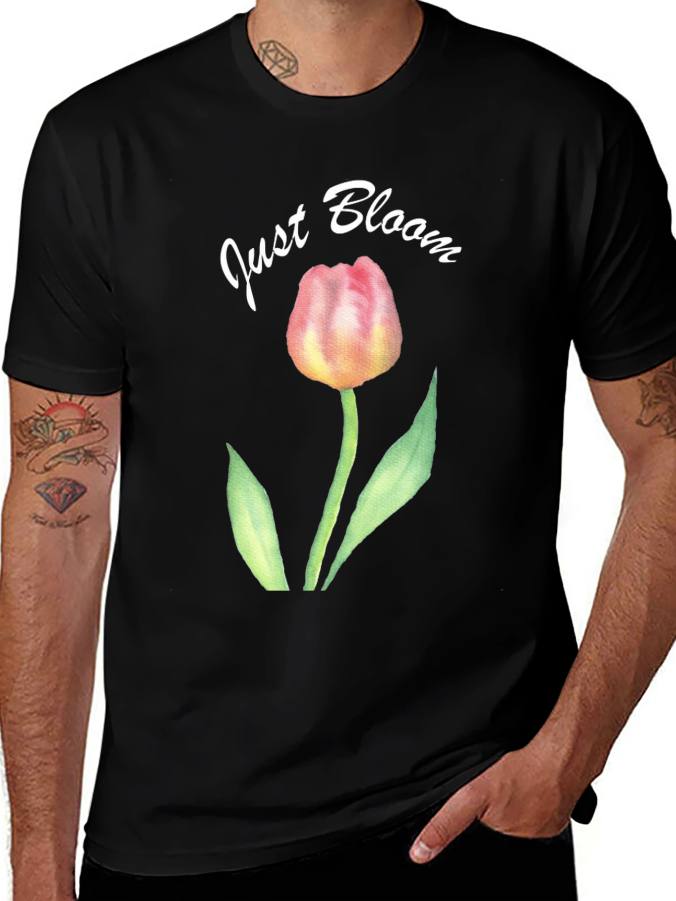 Just Bloom Black Tulip Graphic Tee