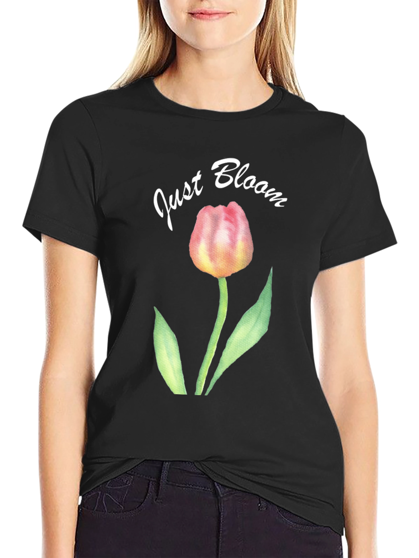Just Bloom Black Tulip Graphic Tee