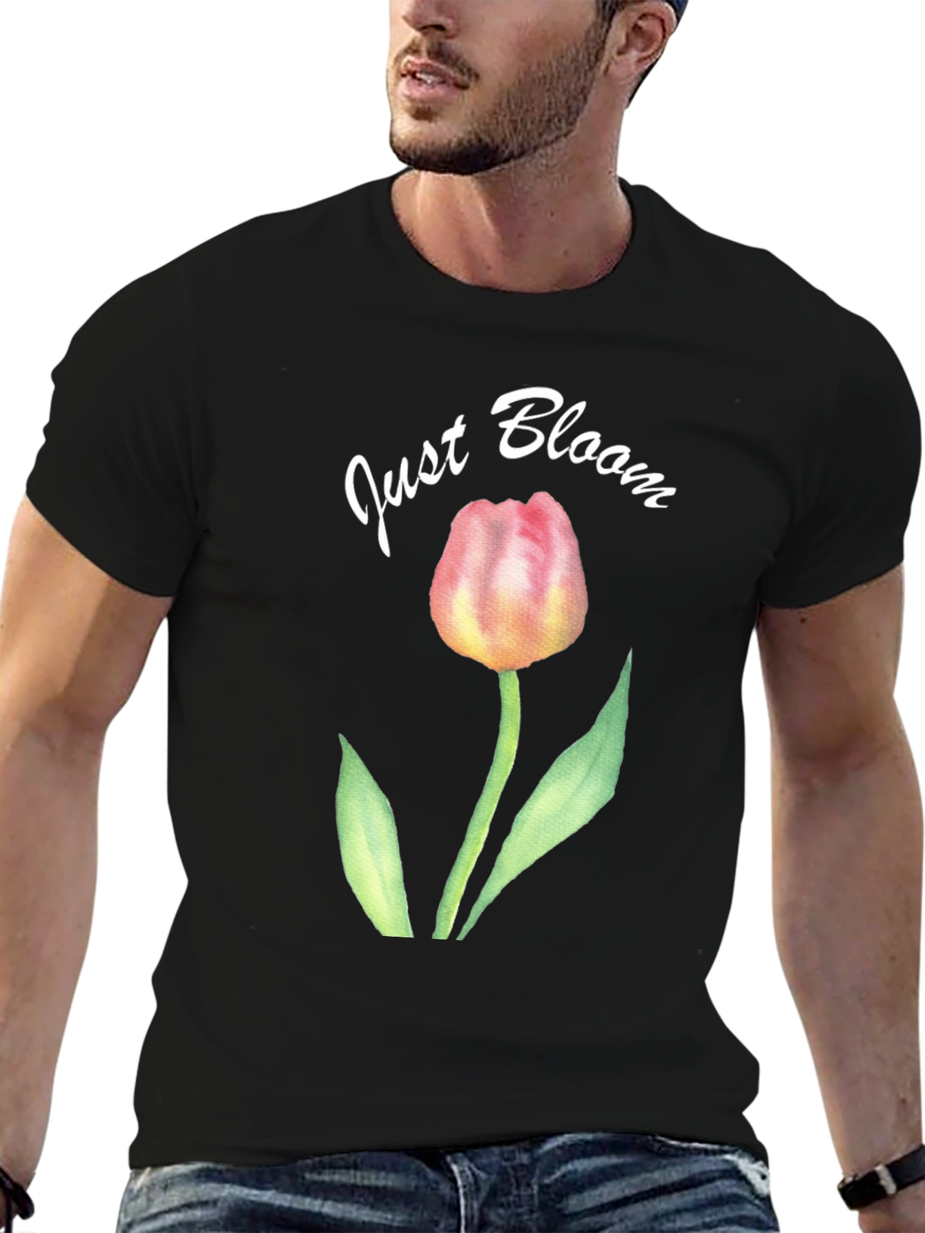 Just Bloom Black Tulip Graphic Tee