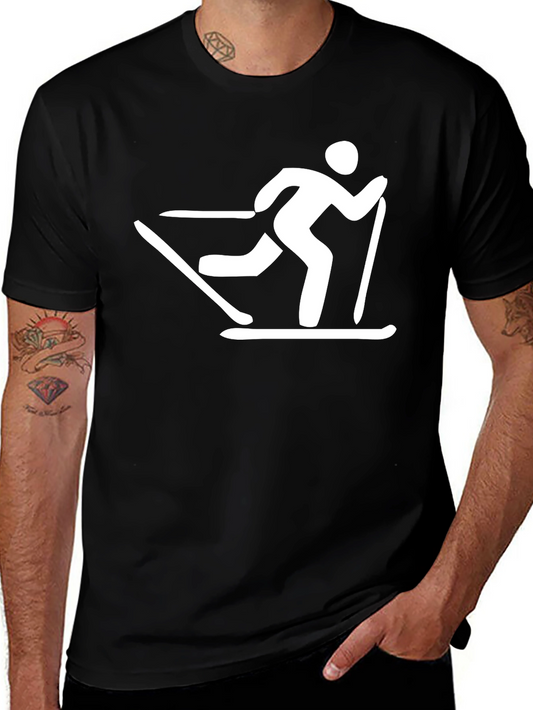 Skier Graphic T-Shirt - Black Cotton Tee