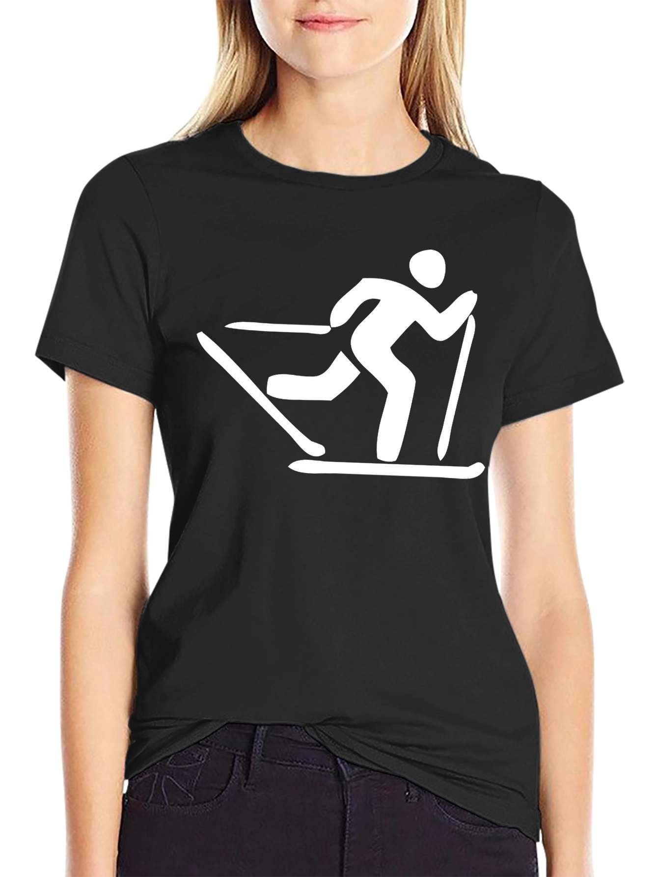 Skier Graphic T-Shirt - Black Cotton Tee