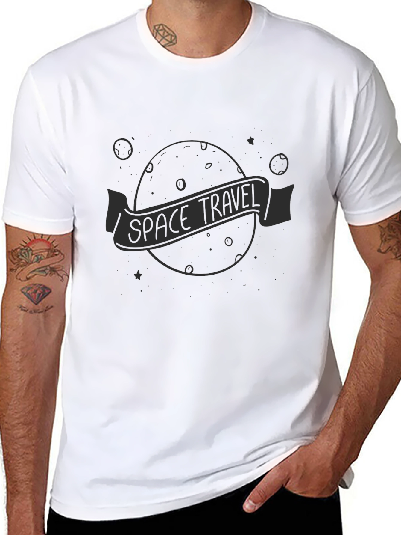 Space Travel Graphic Black T-Shirt