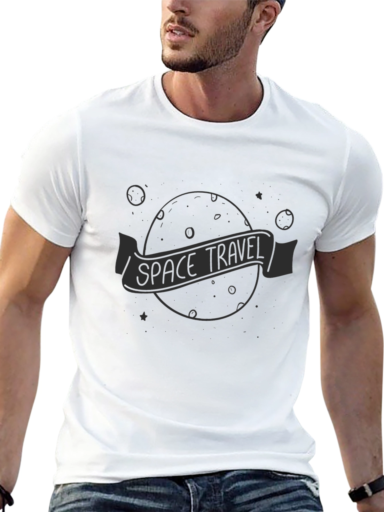 Space Travel Graphic Black T-Shirt