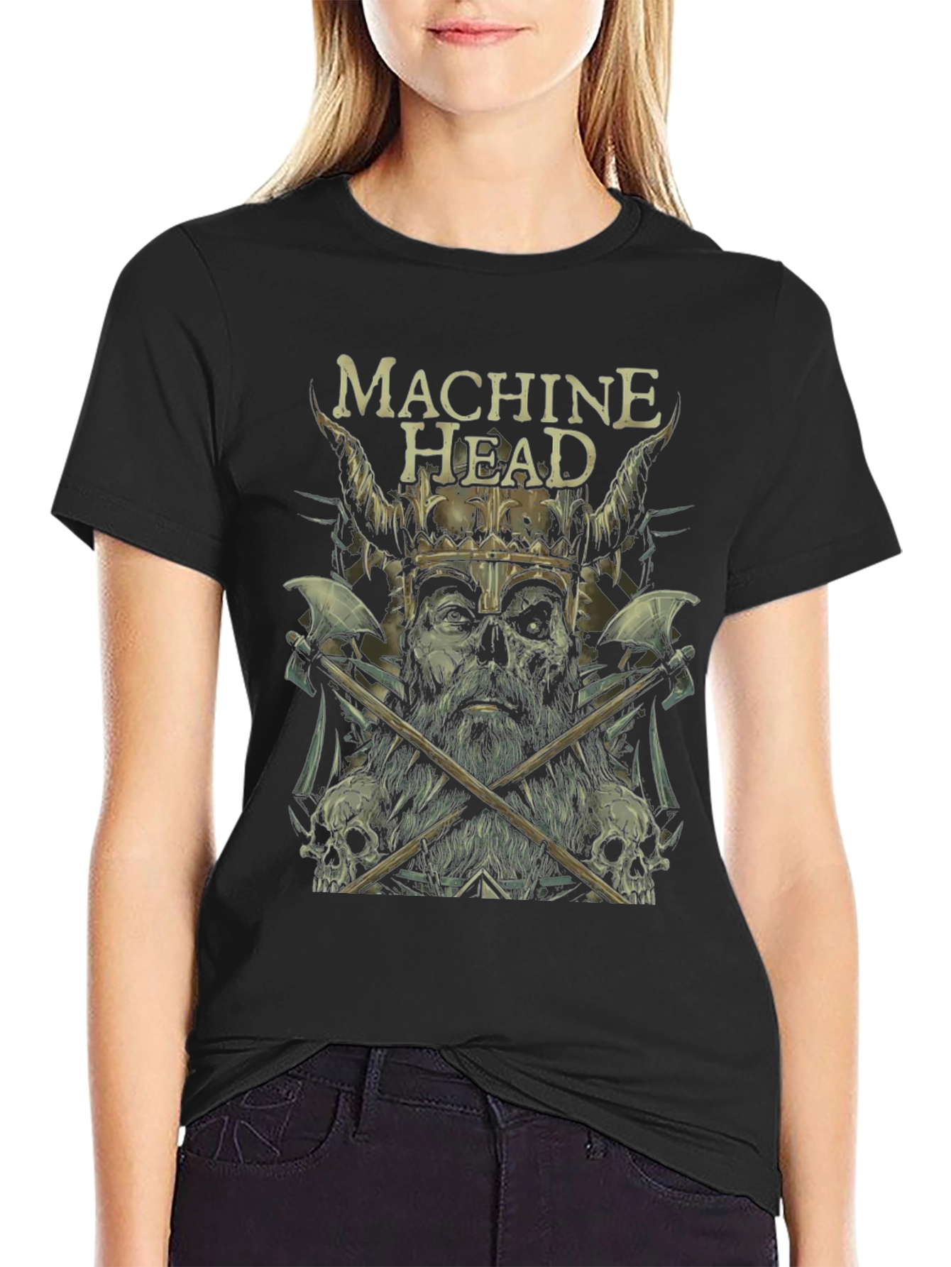 Machine Head Viking Graphic Print Black T-Shirt