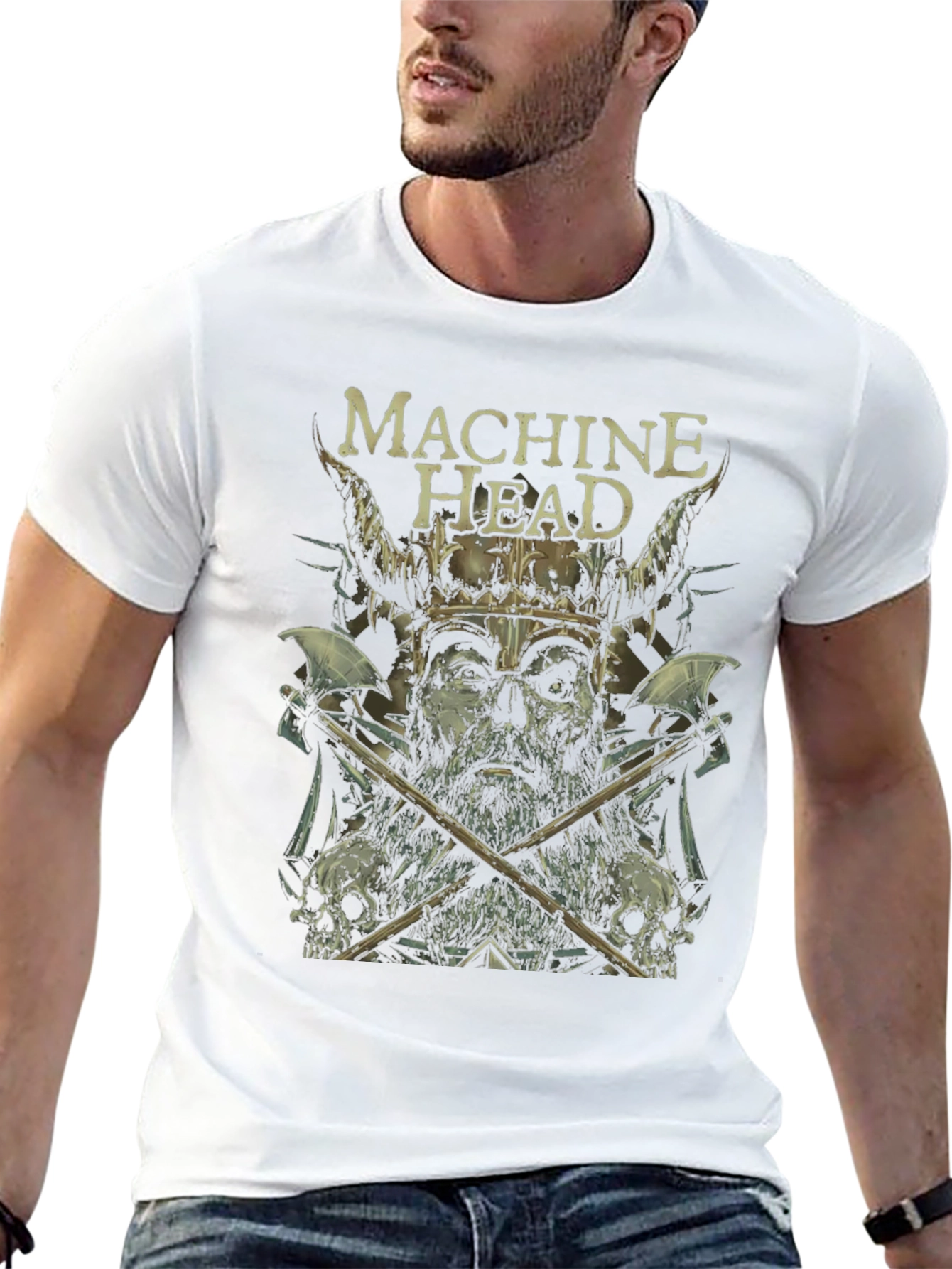 Machine Head Viking Graphic Print Black T-Shirt