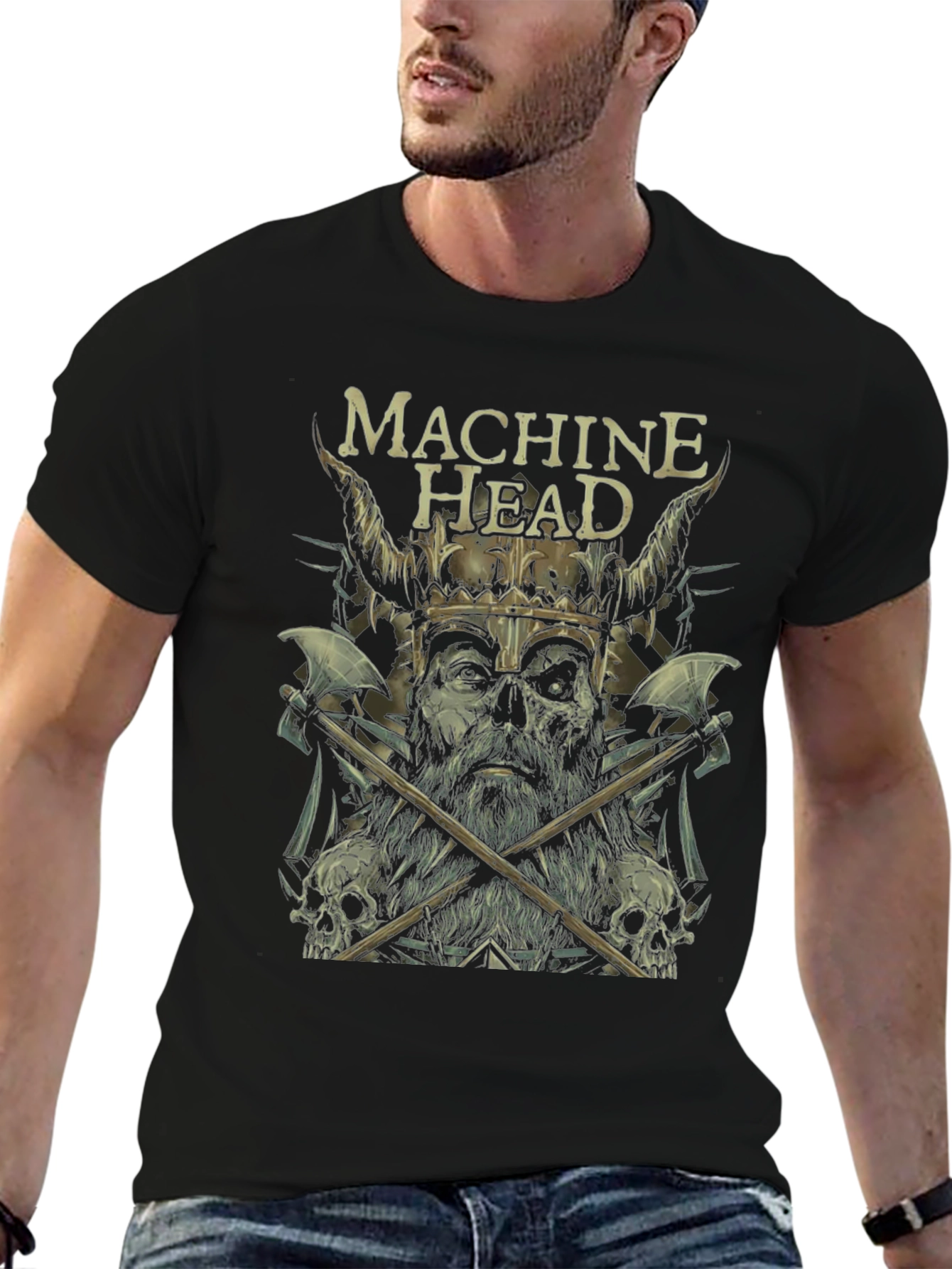 Machine Head Viking Graphic Print Black T-Shirt