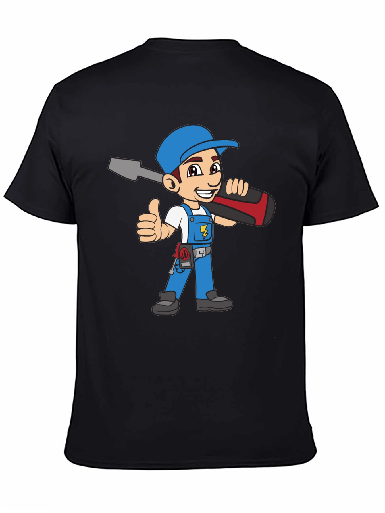 Electrician Cartoon Black T-Shirt