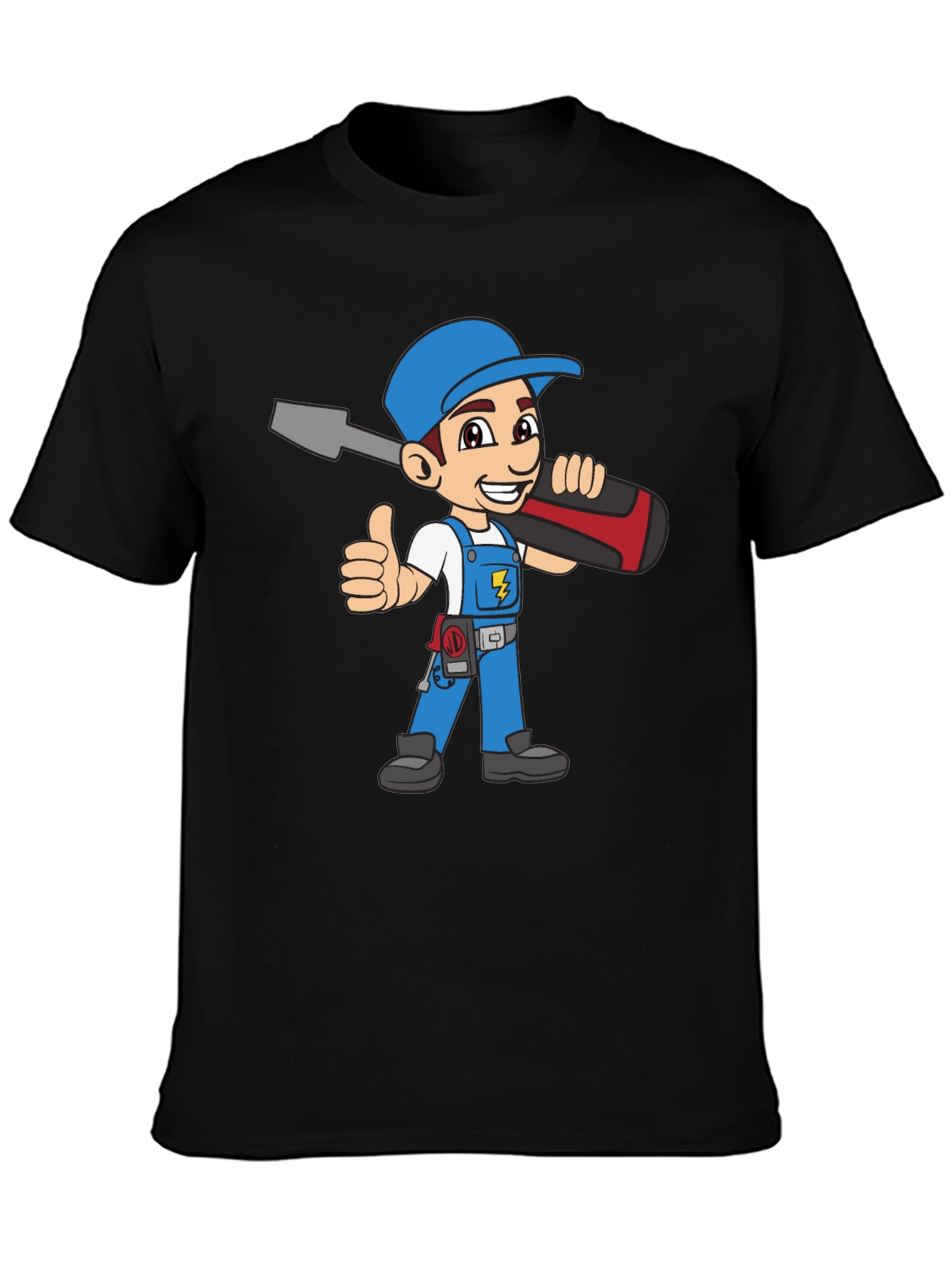 Electrician Cartoon Black T-Shirt