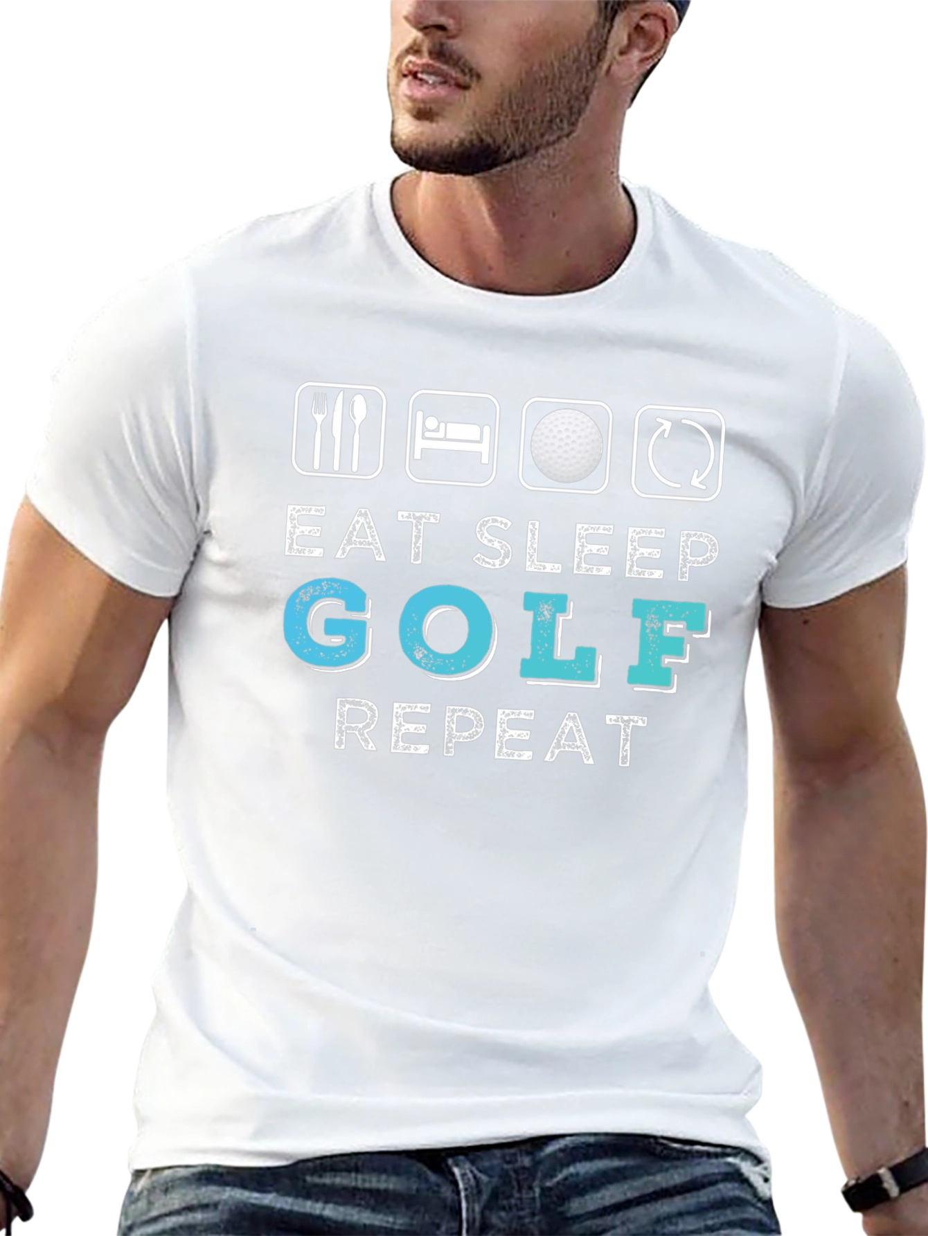 Eat Sleep Golf Repeat Graphic Tee