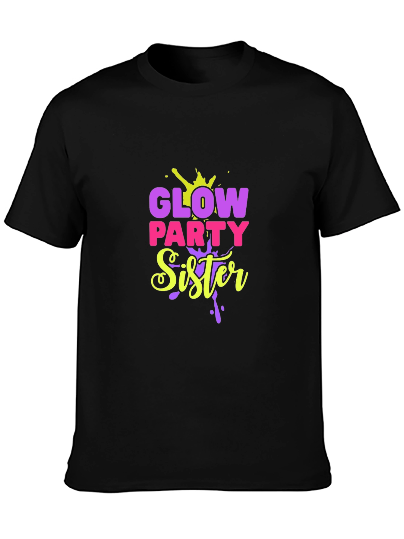 Glow Party Sister Black Graphic Tee