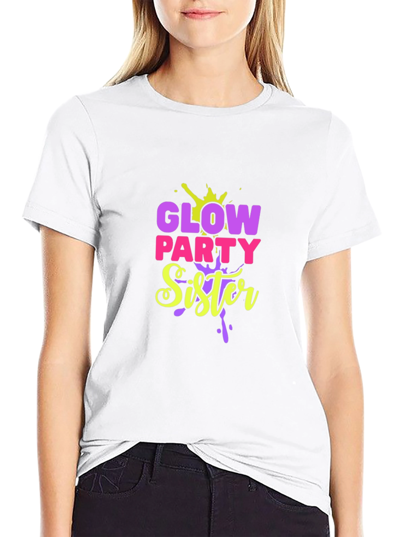 Glow Party Sister Black Graphic Tee