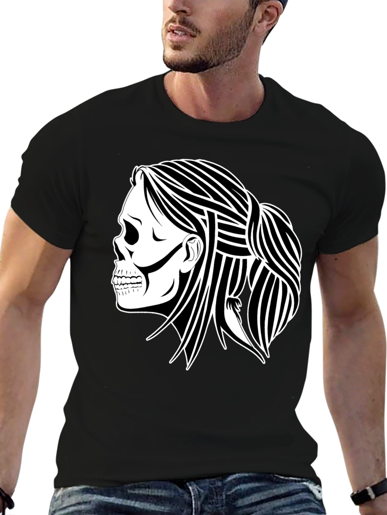 Skull Woman Graphic Black T-Shirt