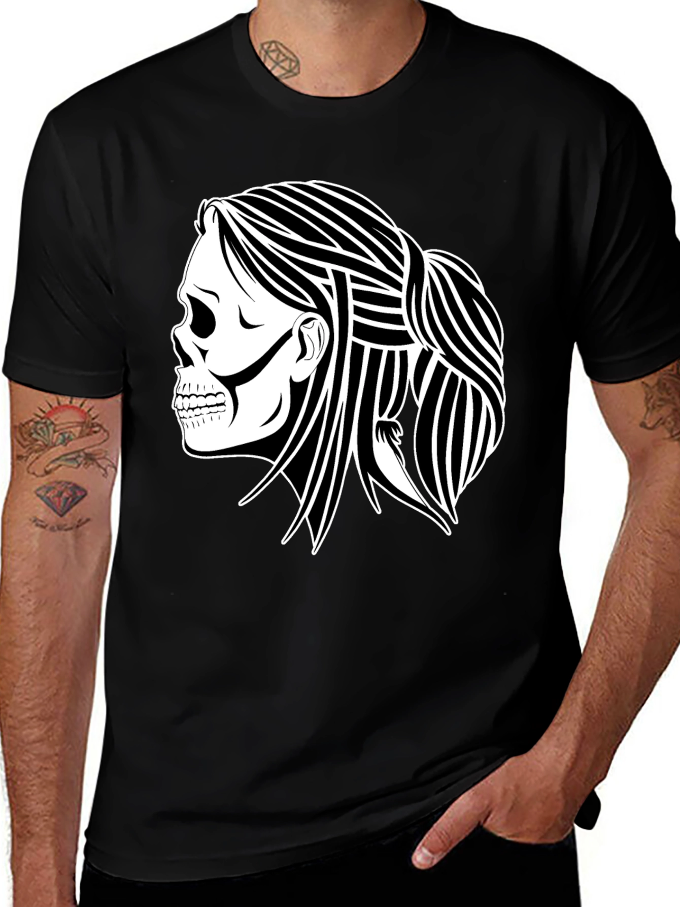 Skull Woman Graphic Black T-Shirt