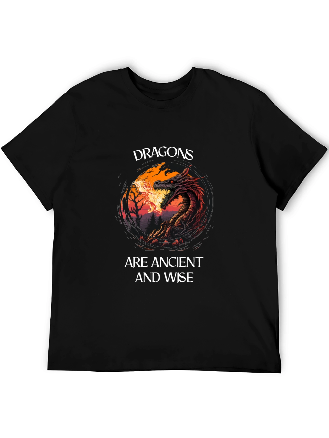 Dragon T-Shirt: Dragons Are Ancient And Wise Black Tee