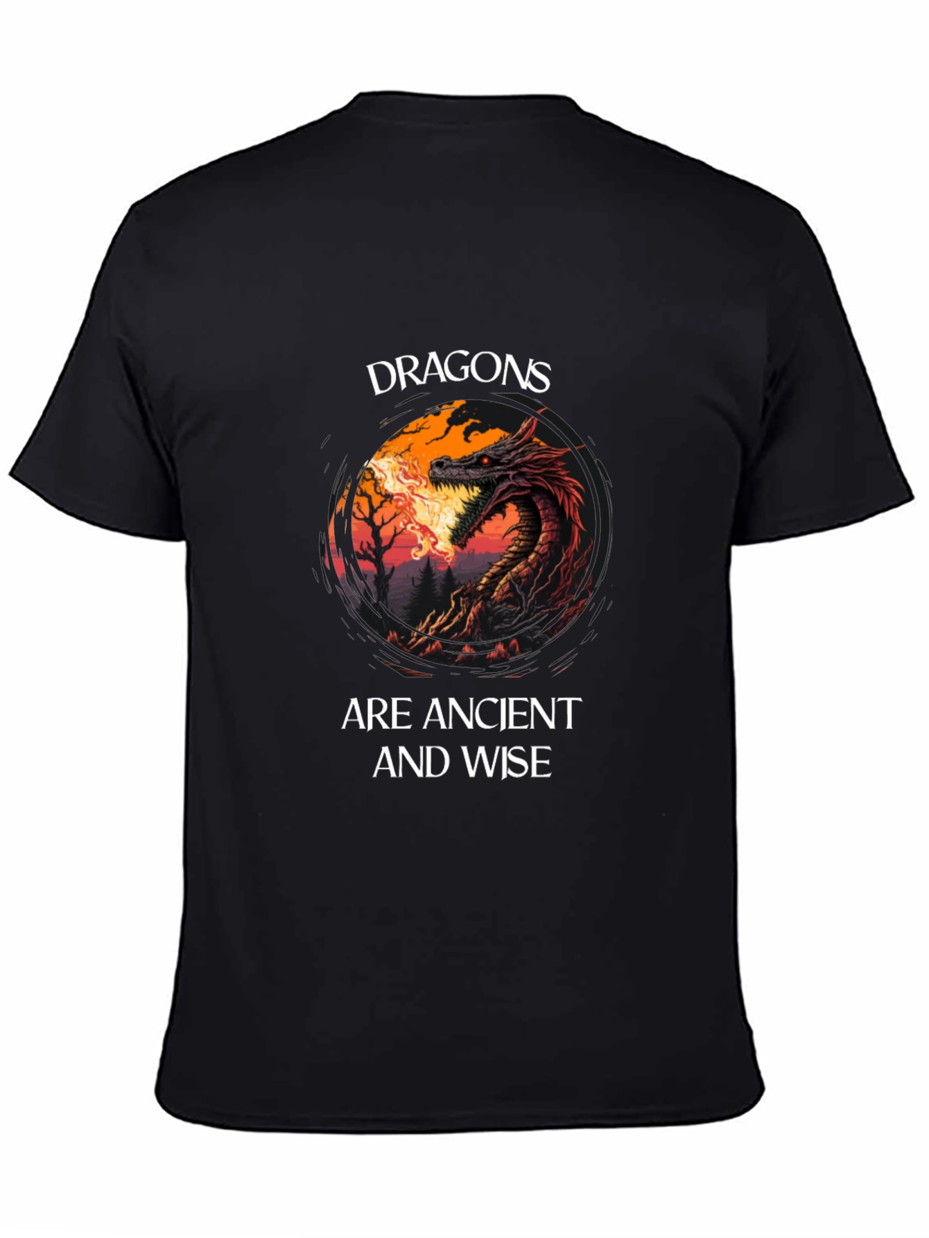 Dragon T-Shirt: Dragons Are Ancient And Wise Black Tee