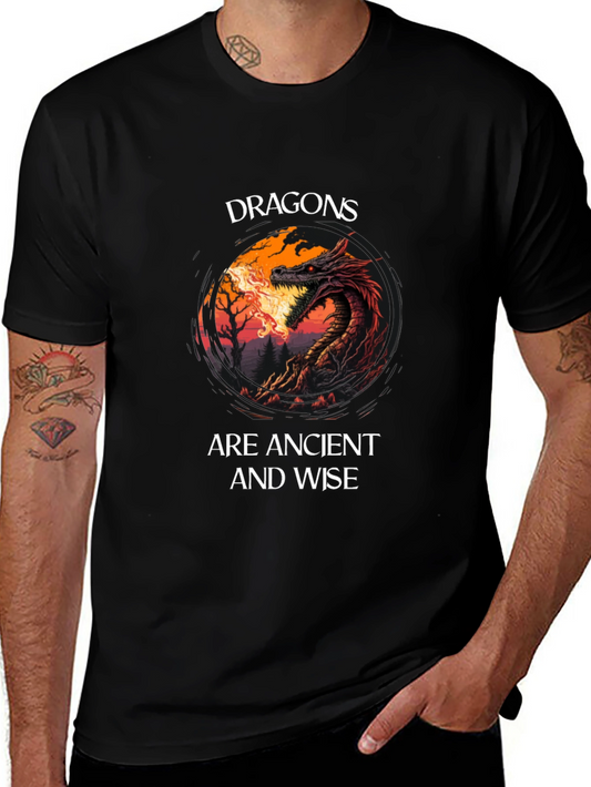 Dragon T-Shirt: Dragons Are Ancient And Wise Black Tee