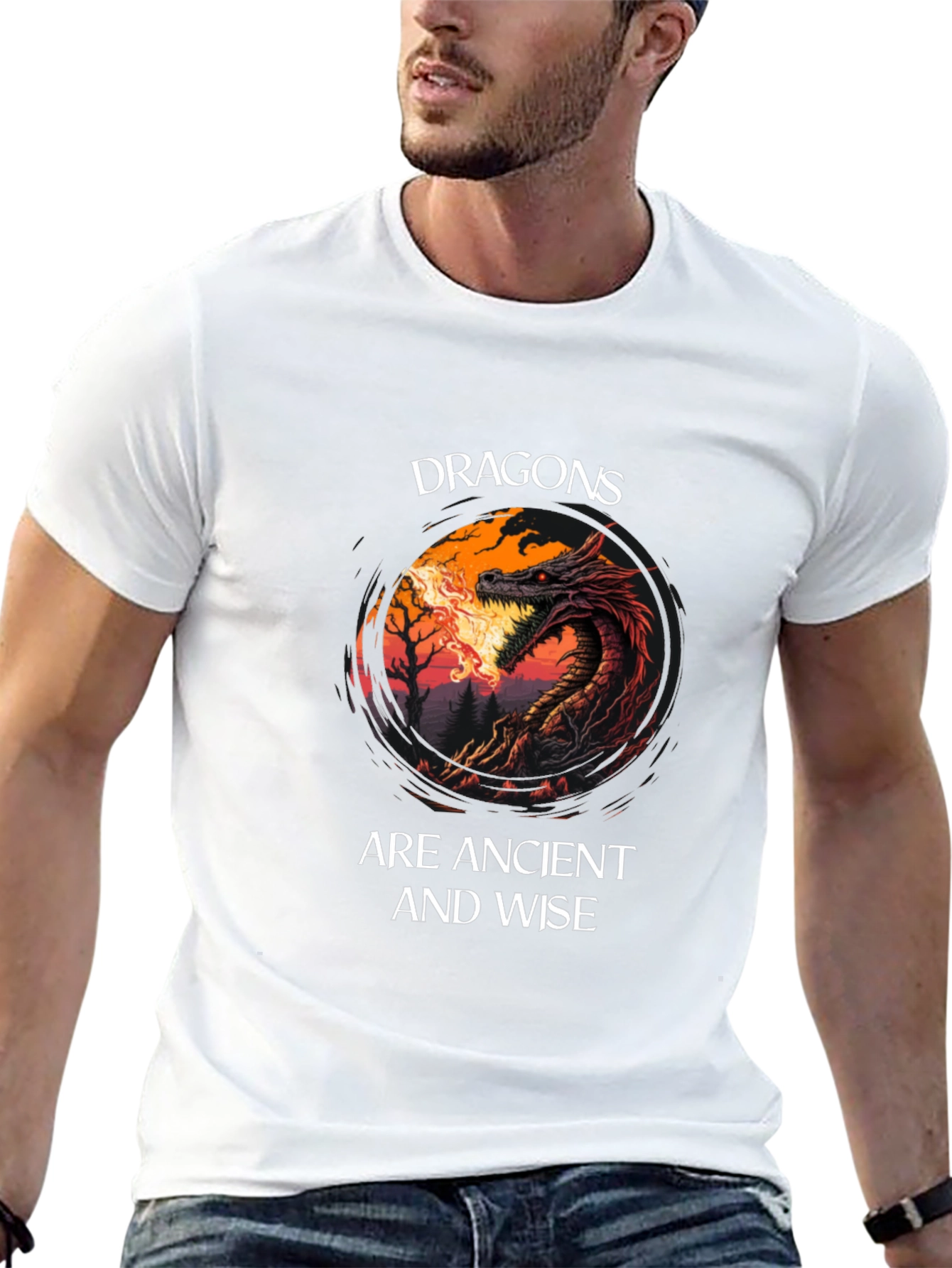 Dragon T-Shirt: Dragons Are Ancient And Wise Black Tee