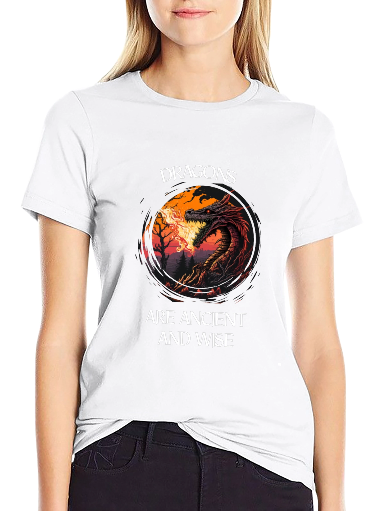 Dragon T-Shirt: Dragons Are Ancient And Wise Black Tee