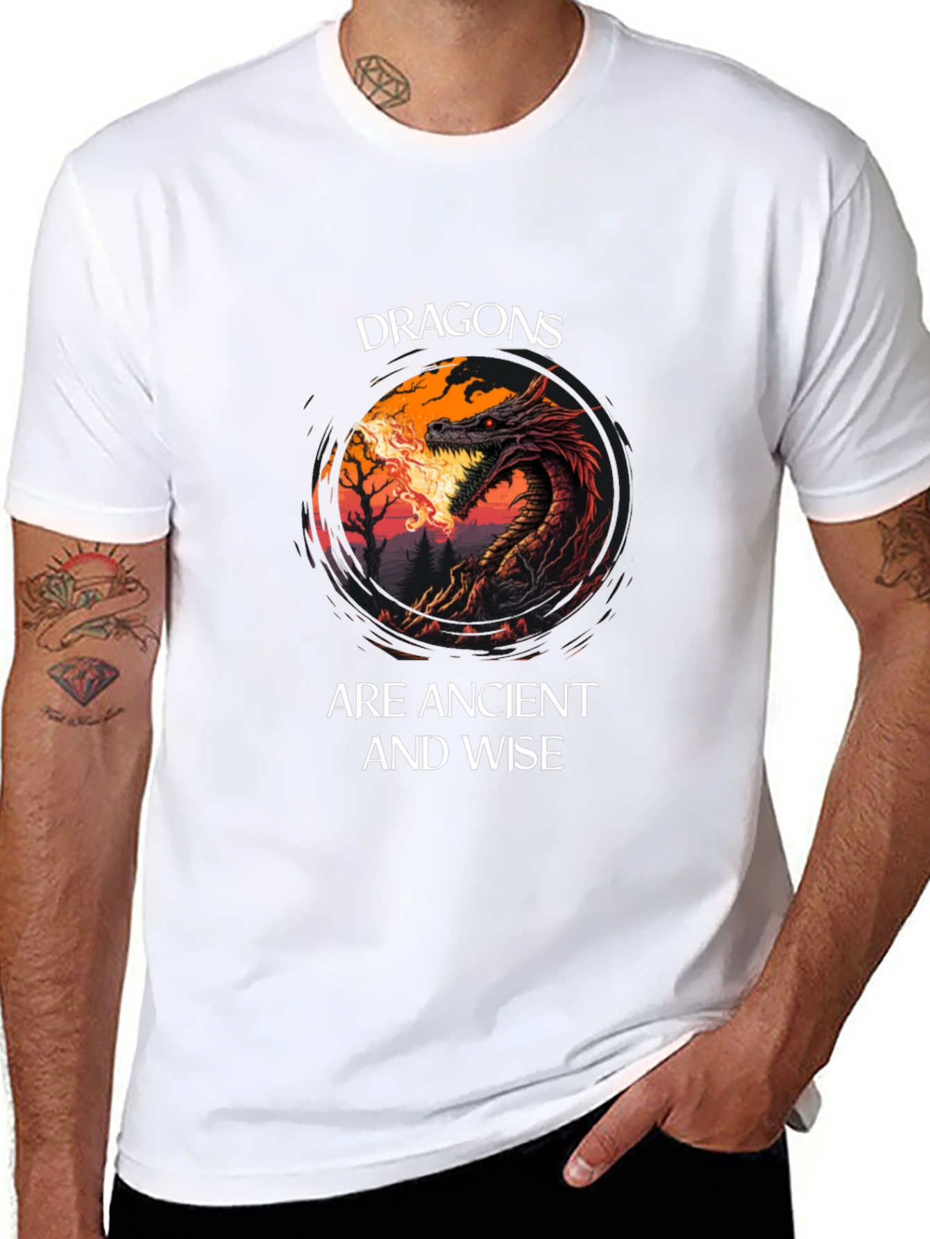 Dragon T-Shirt: Dragons Are Ancient And Wise Black Tee