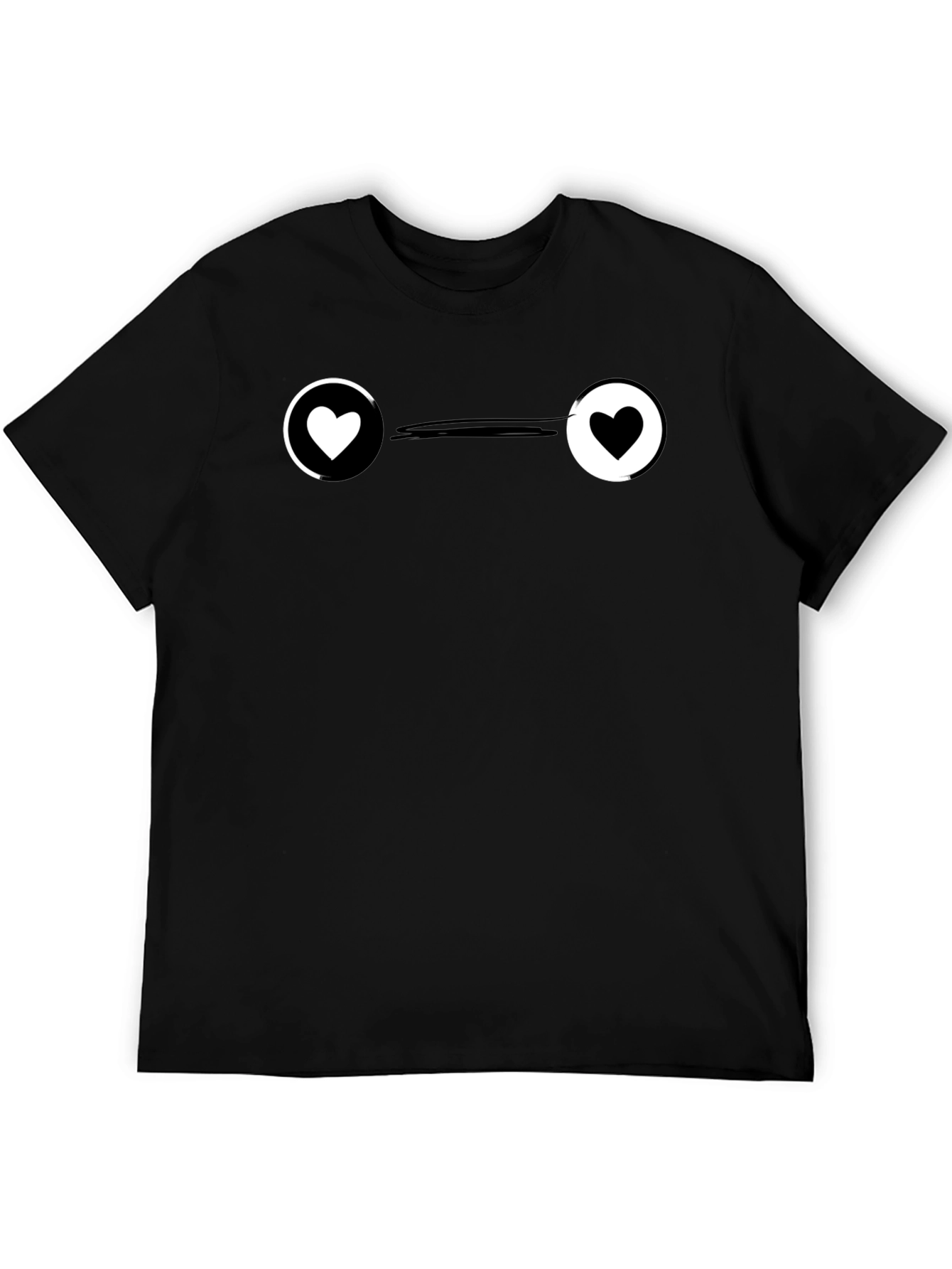 Yin Yang Heart Graphic Tee - Stylish Black T-Shirt