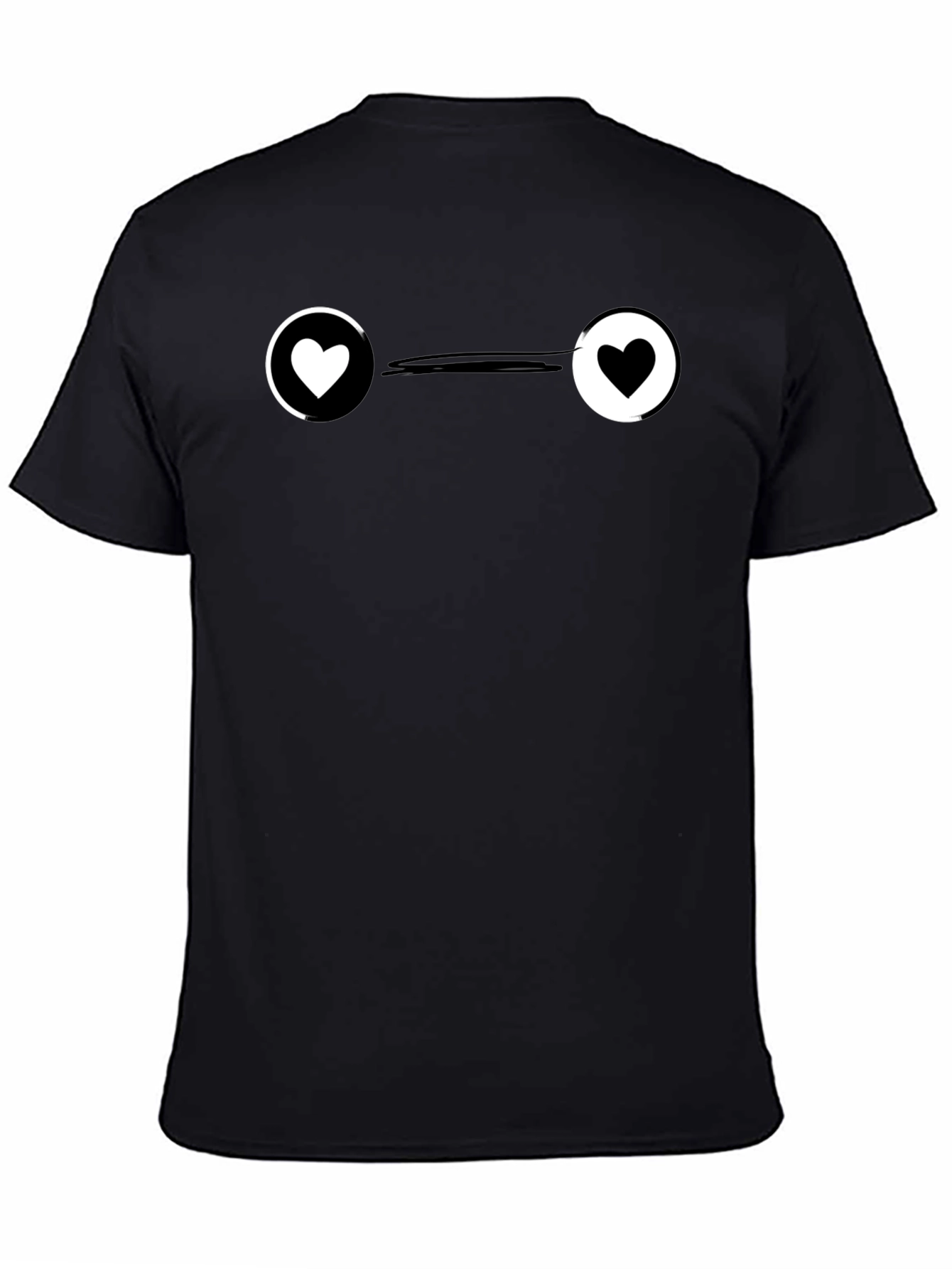 Yin Yang Heart Graphic Tee - Stylish Black T-Shirt