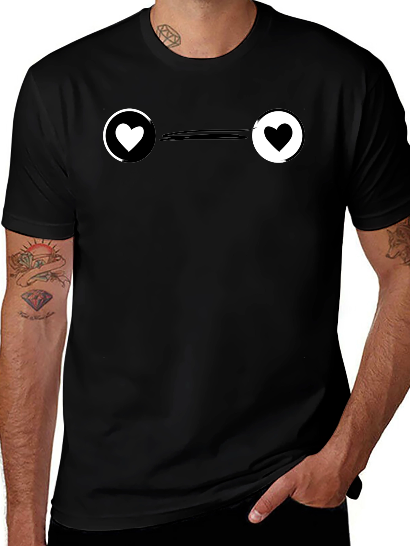 Yin Yang Heart Graphic Tee - Stylish Black T-Shirt